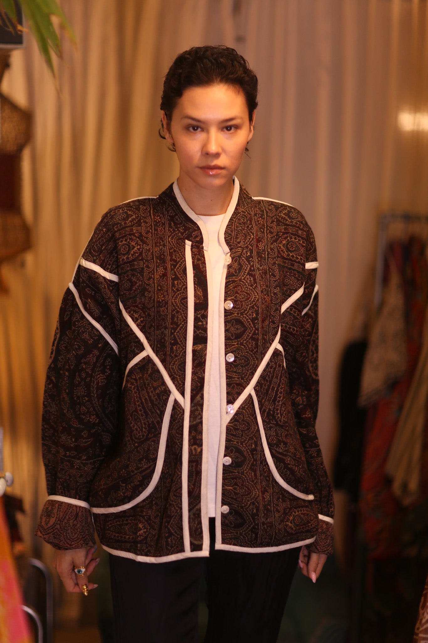 JACKET PATTERN EMBROIDERED SHAWL COTTON WOOL MIKI