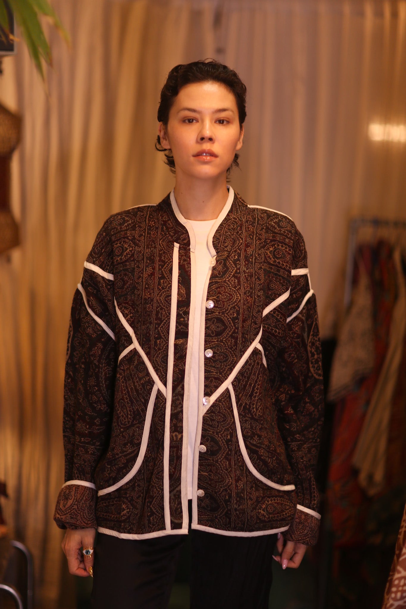 JACKET PATTERN EMBROIDERED SHAWL COTTON WOOL MIKI
