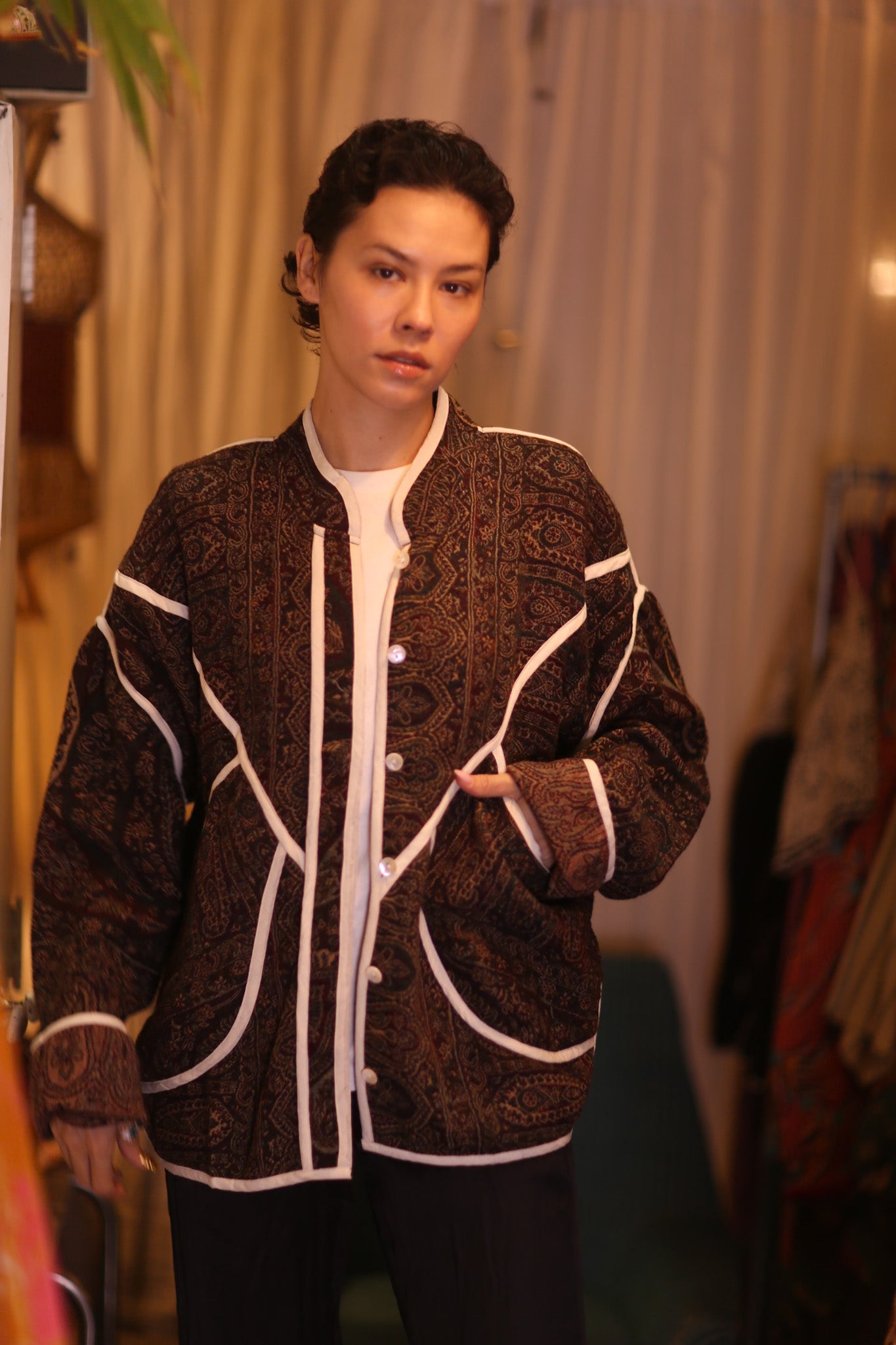 JACKET PATTERN EMBROIDERED SHAWL COTTON WOOL MIKI