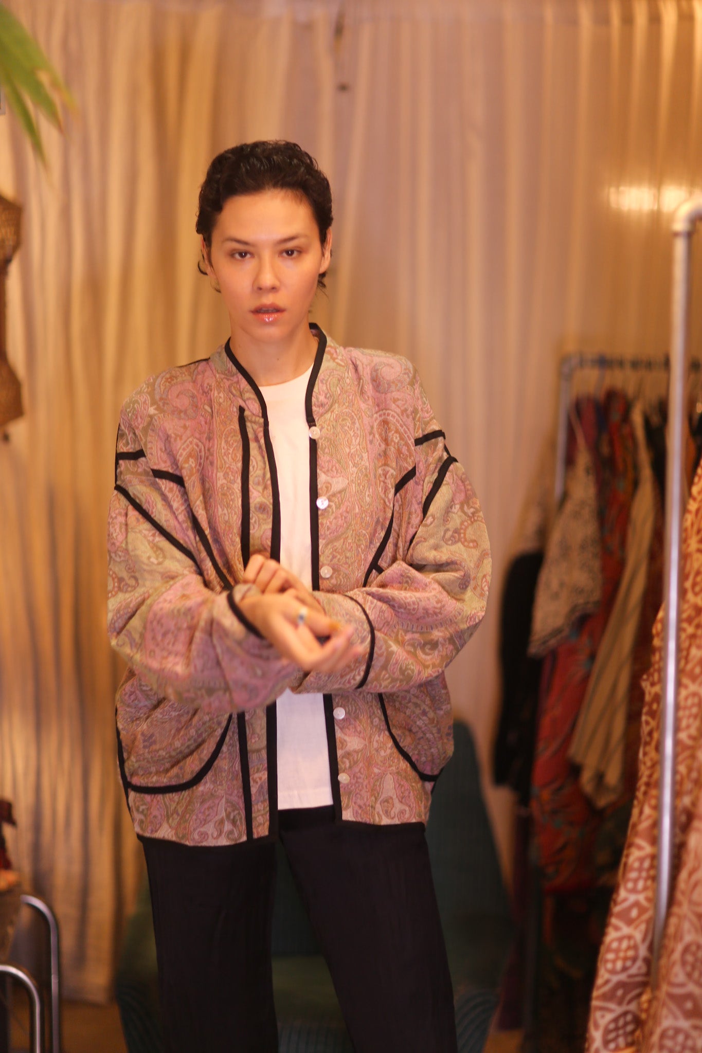 JACKET PATTERN EMBROIDERED SHAWL COTTON WOOL NAKO
