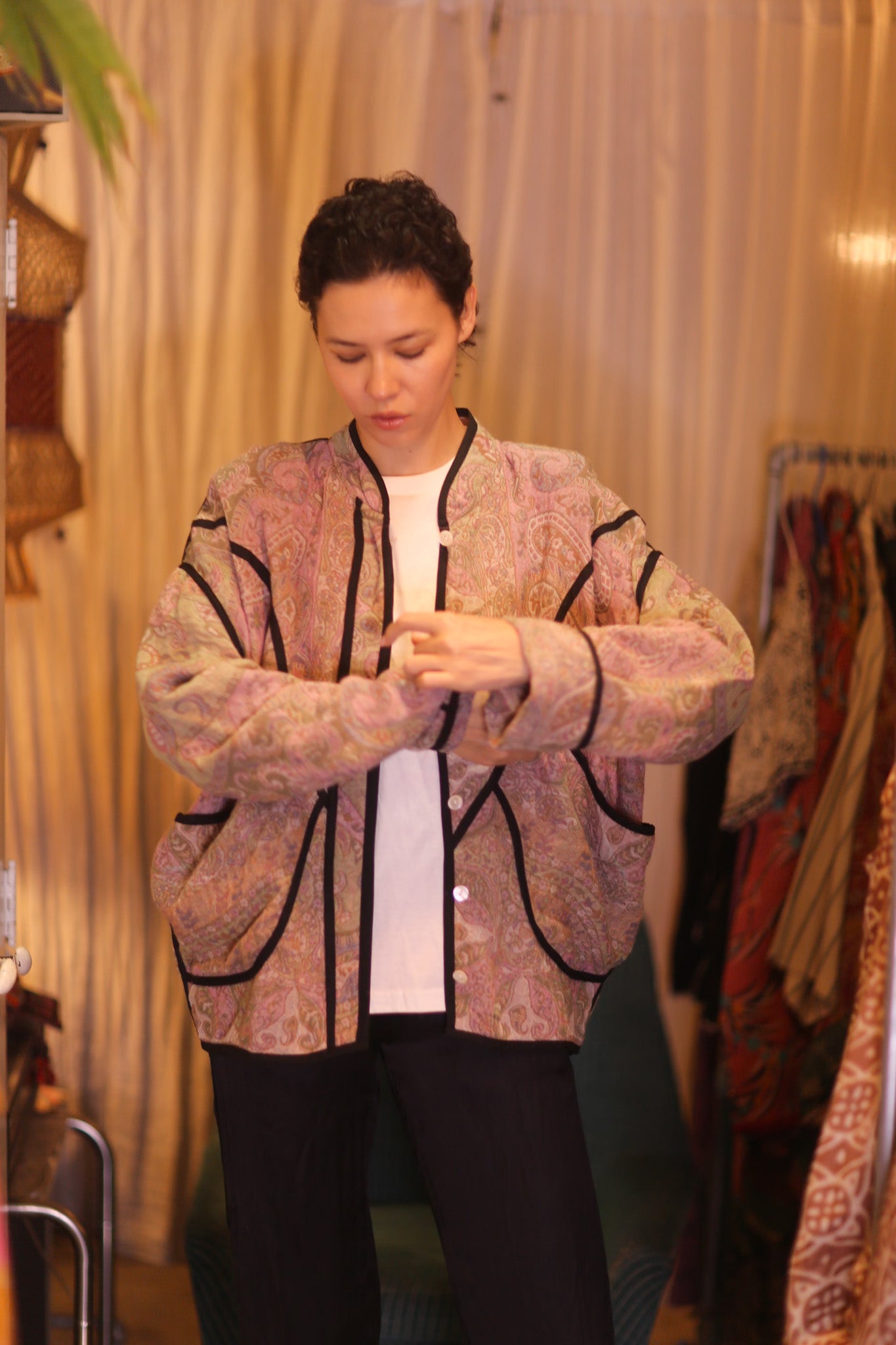 JACKET PATTERN EMBROIDERED SHAWL COTTON WOOL NAKO