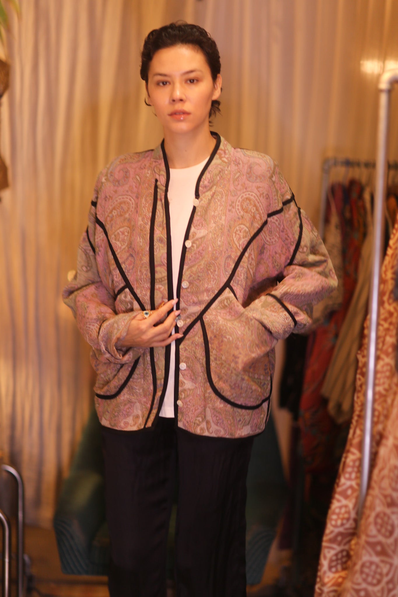 JACKET PATTERN EMBROIDERED SHAWL COTTON WOOL NAKO