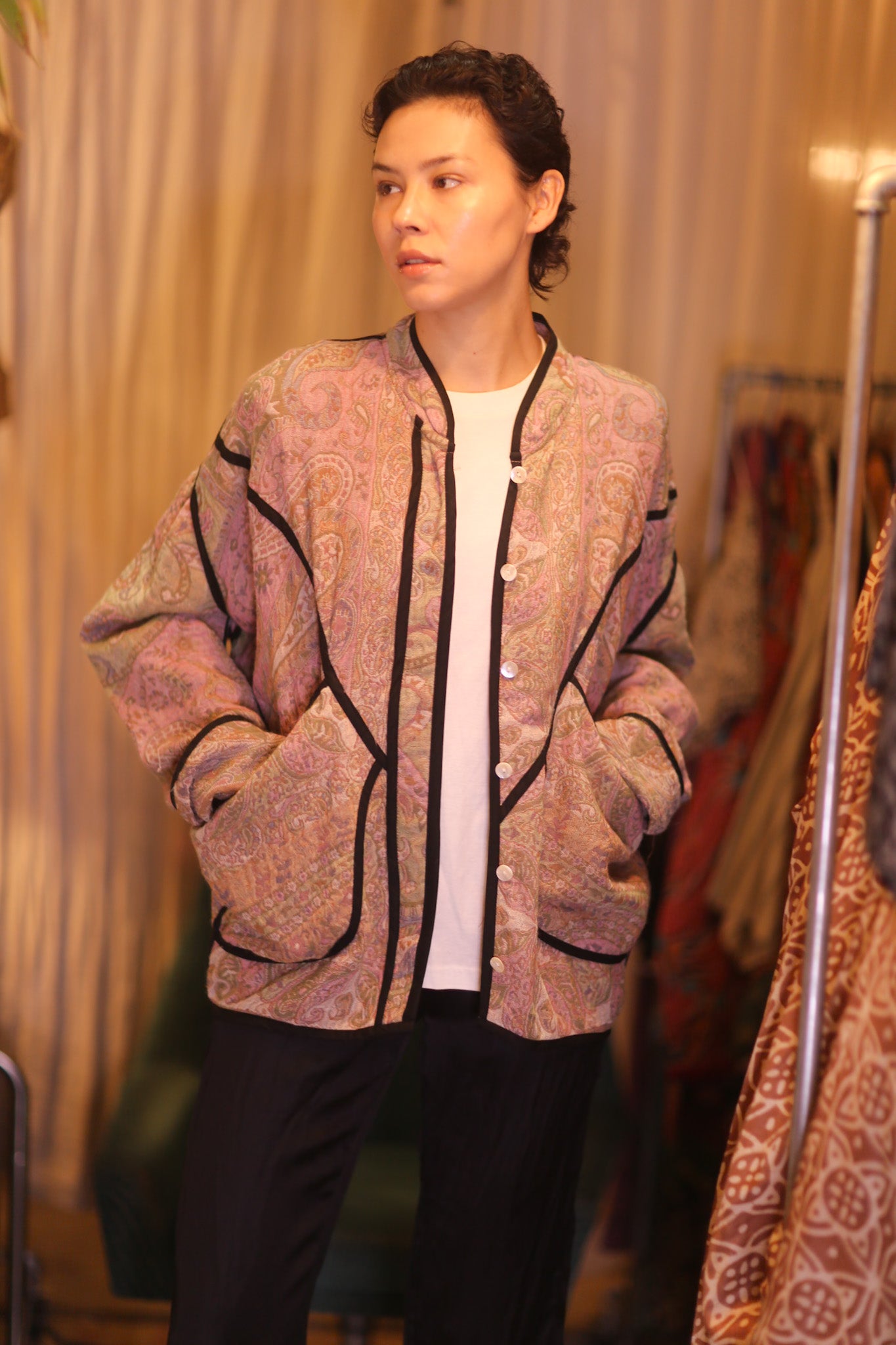 JACKET PATTERN EMBROIDERED SHAWL COTTON WOOL NAKO