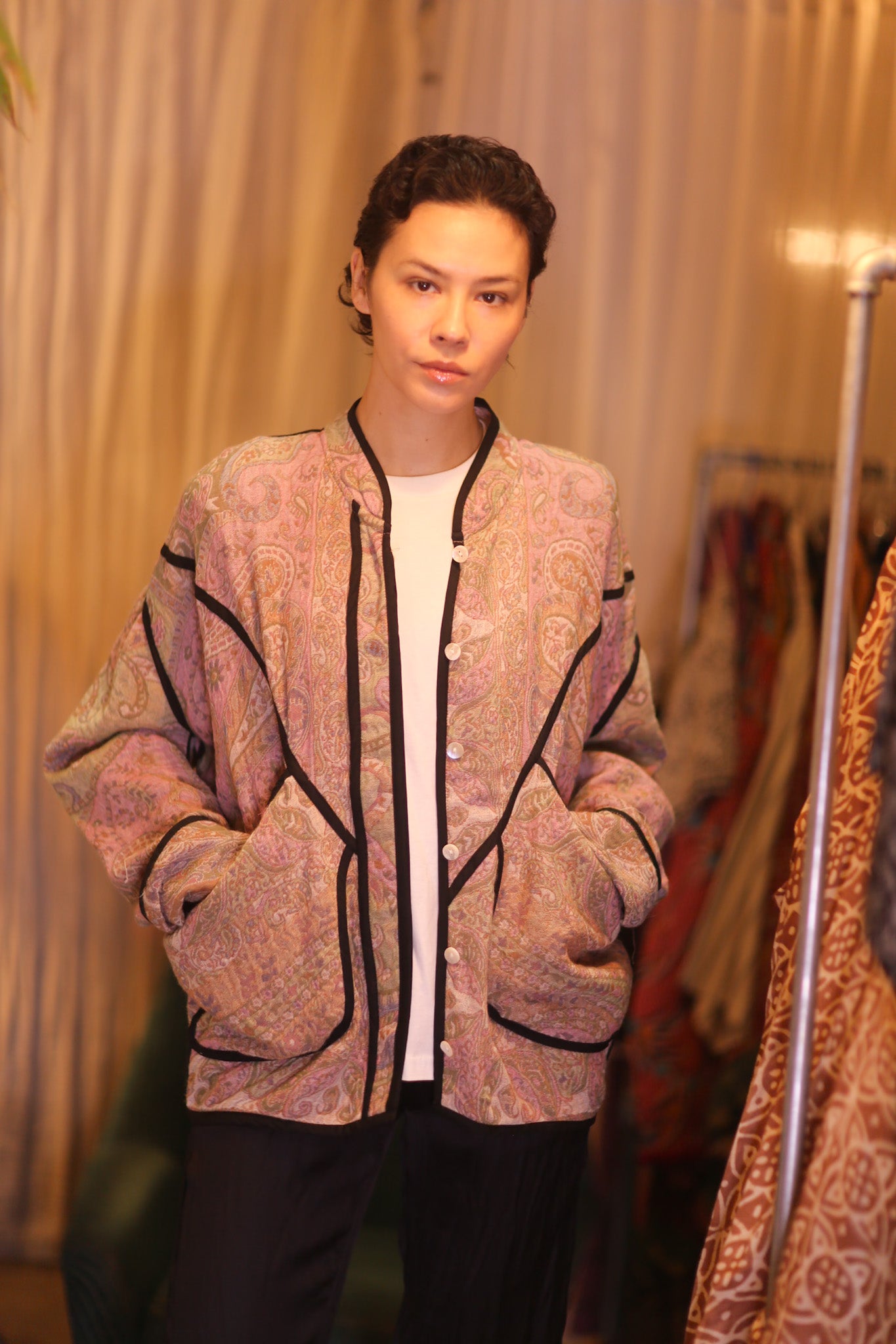 JACKET PATTERN EMBROIDERED SHAWL COTTON WOOL NAKO