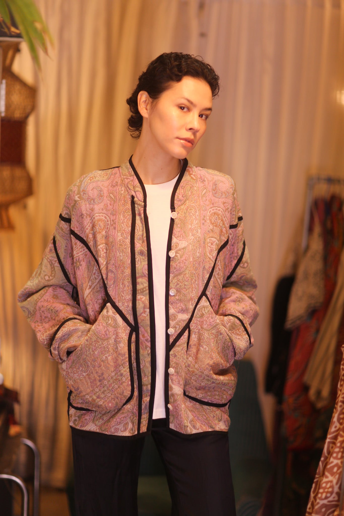 JACKET PATTERN EMBROIDERED SHAWL COTTON WOOL NAKO