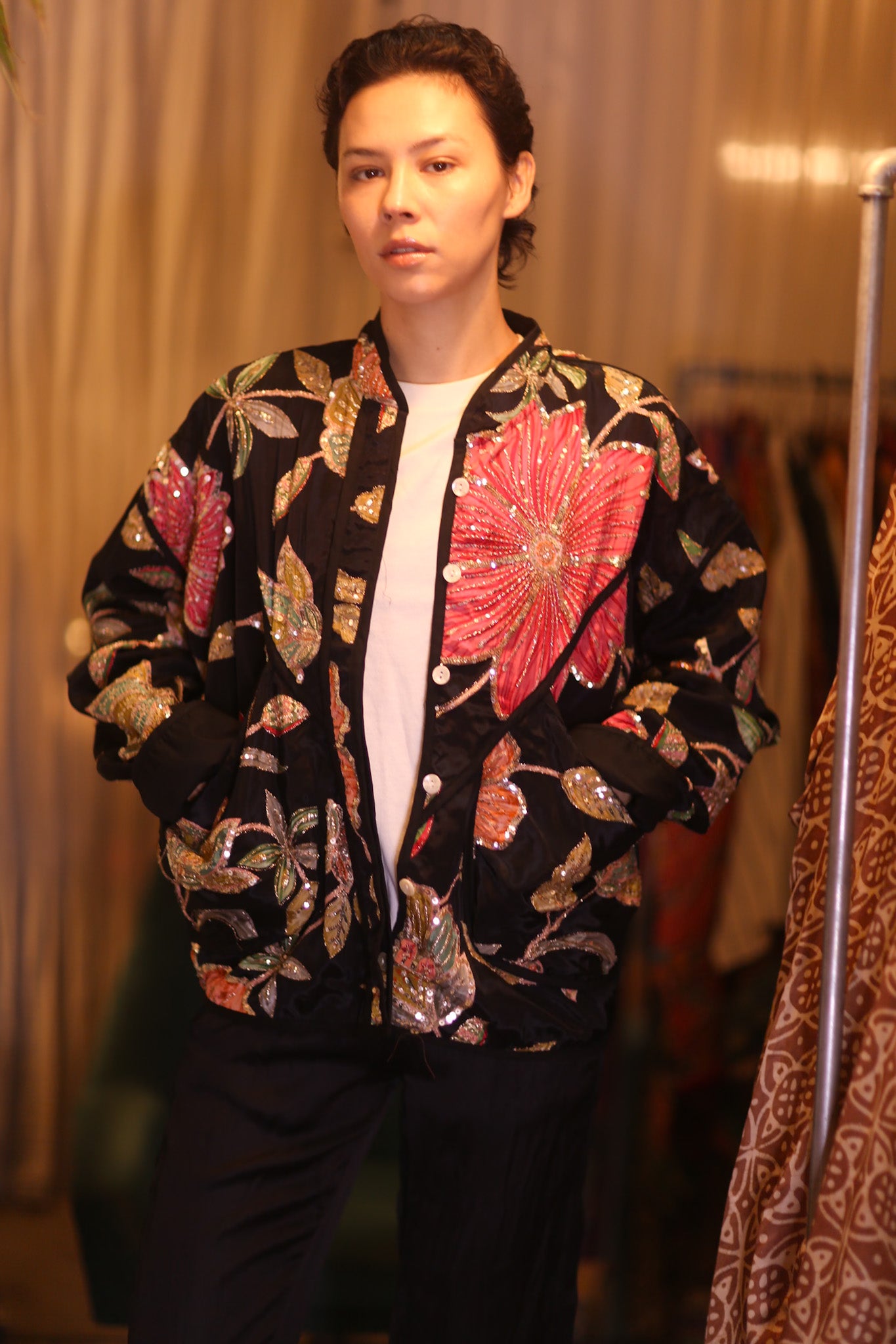 EMBROIDERED SILK JACKET HNINZI