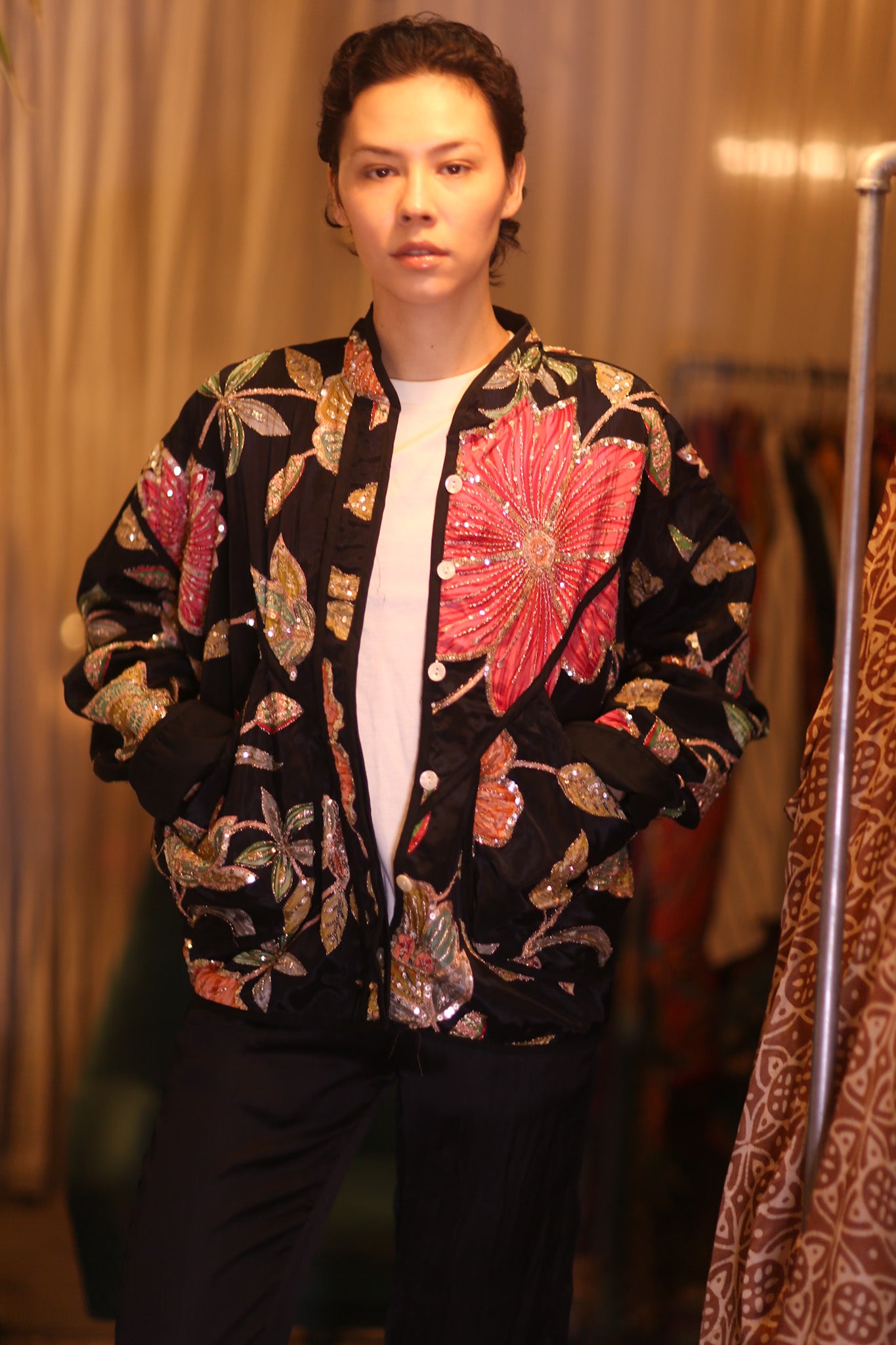 EMBROIDERED SILK JACKET HNINZI