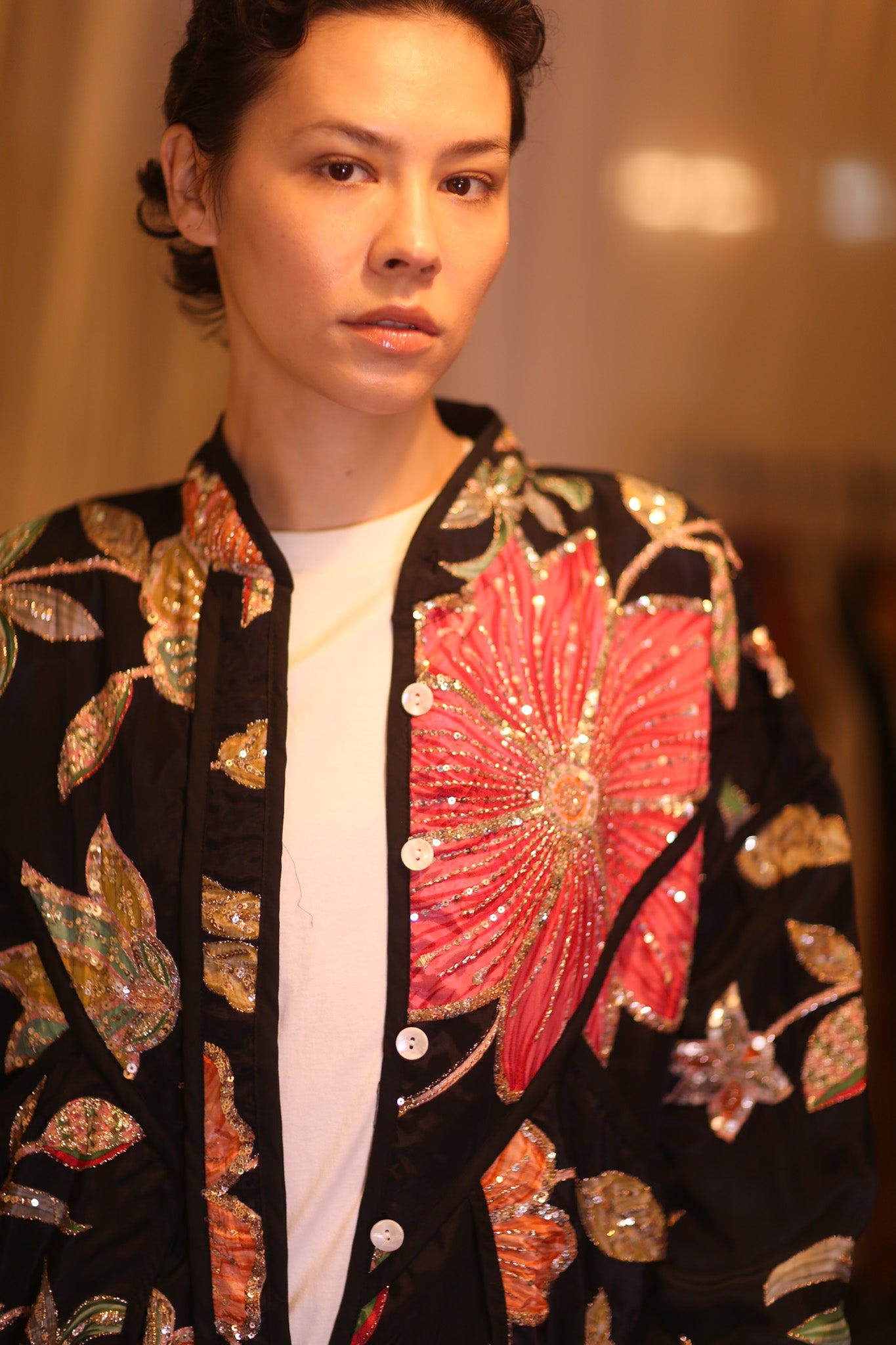 EMBROIDERED SILK JACKET HNINZI