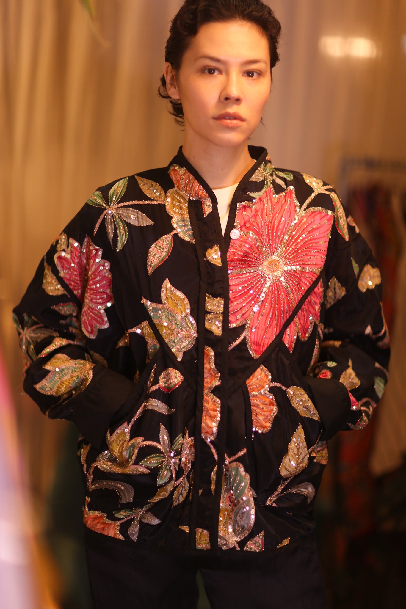 EMBROIDERED SILK JACKET HNINZI