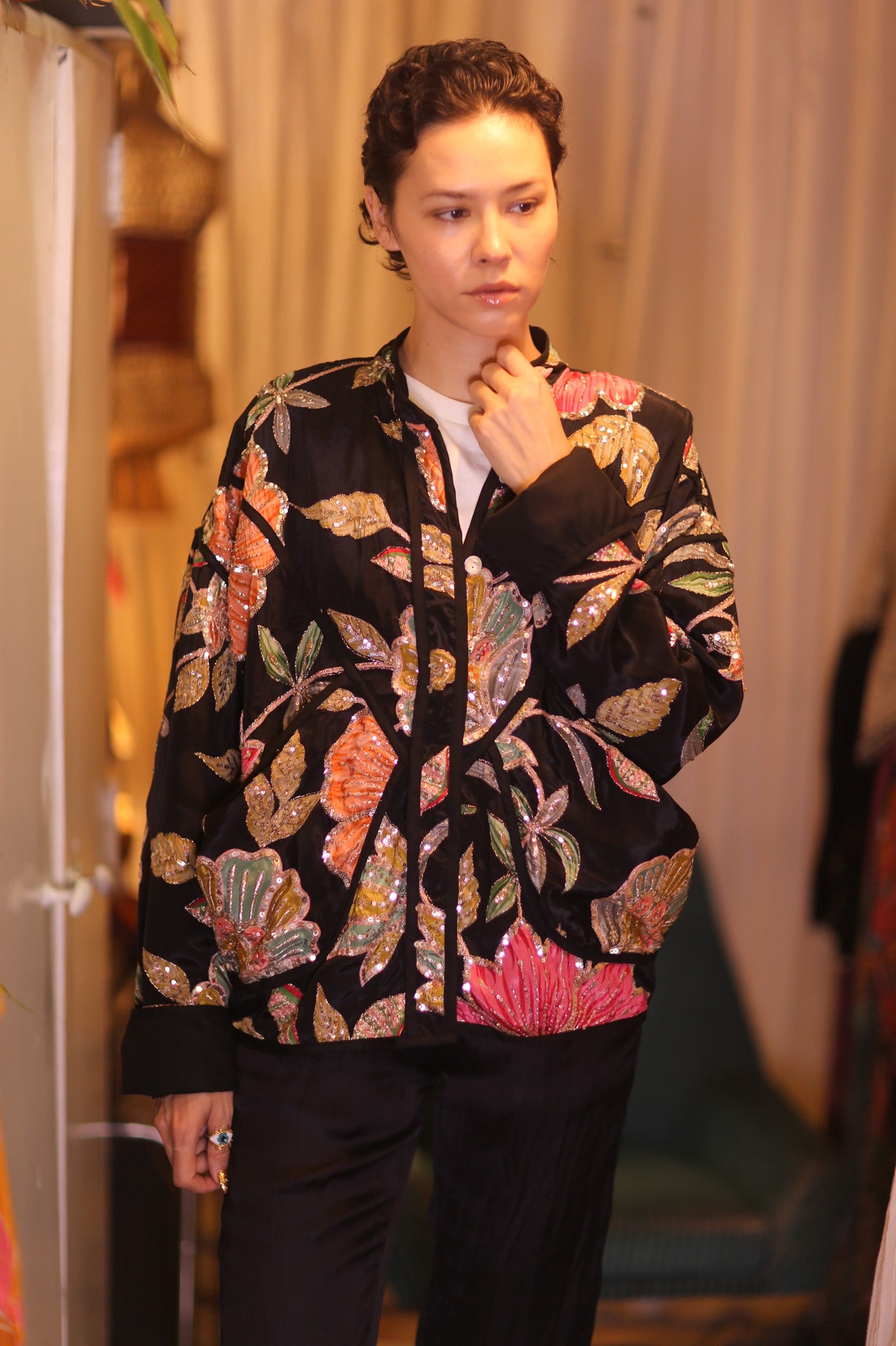EMBROIDERED SILK JACKET LAN