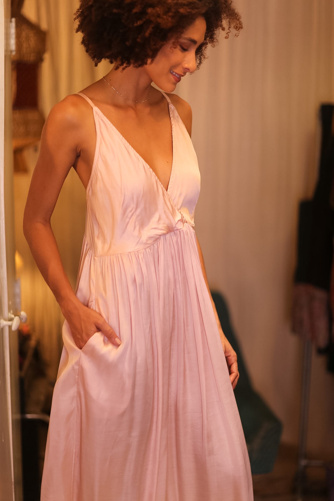 SILK DRESS LILY PINK