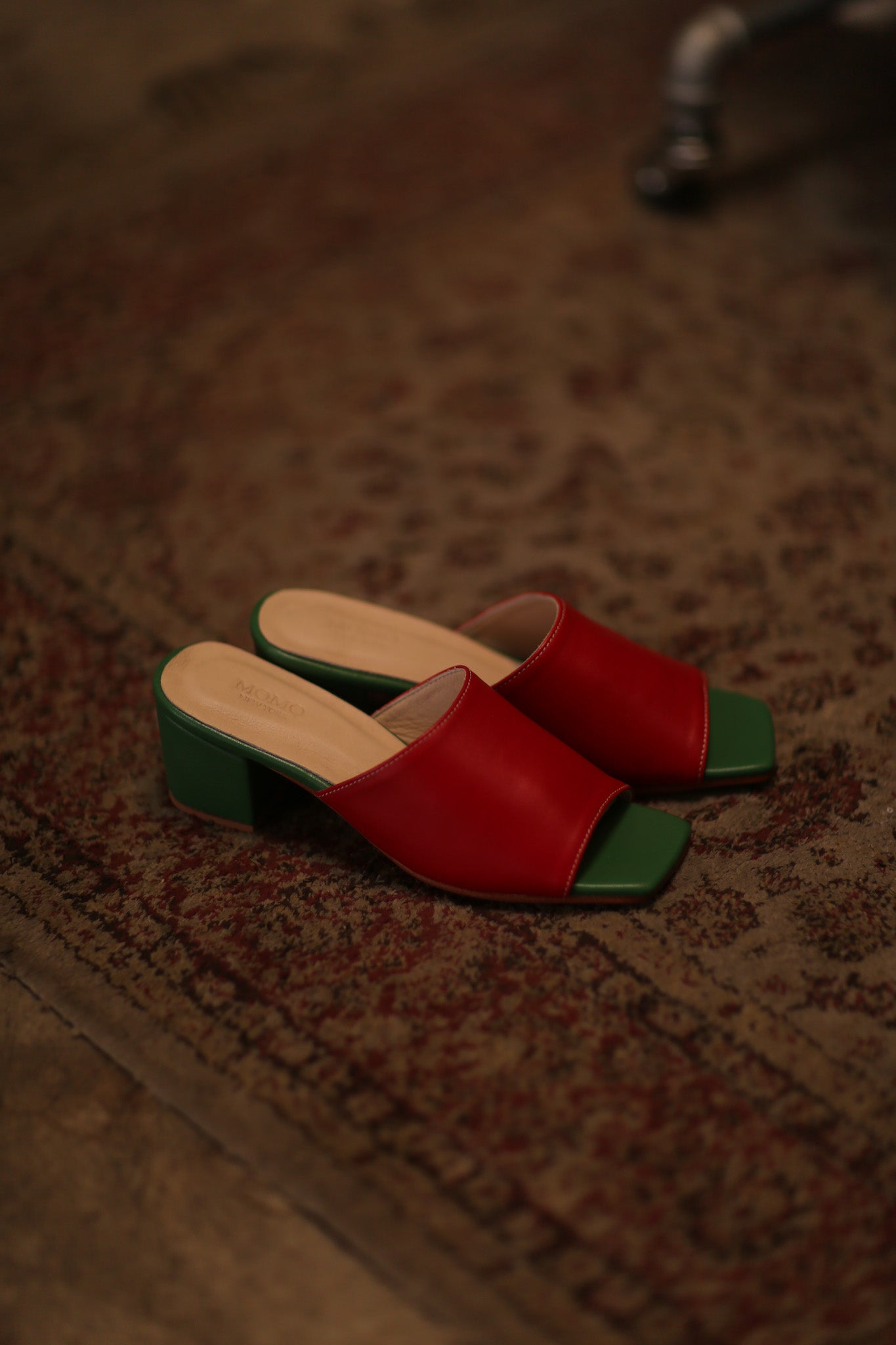 LEATHER MULES LORIN RED GREEN