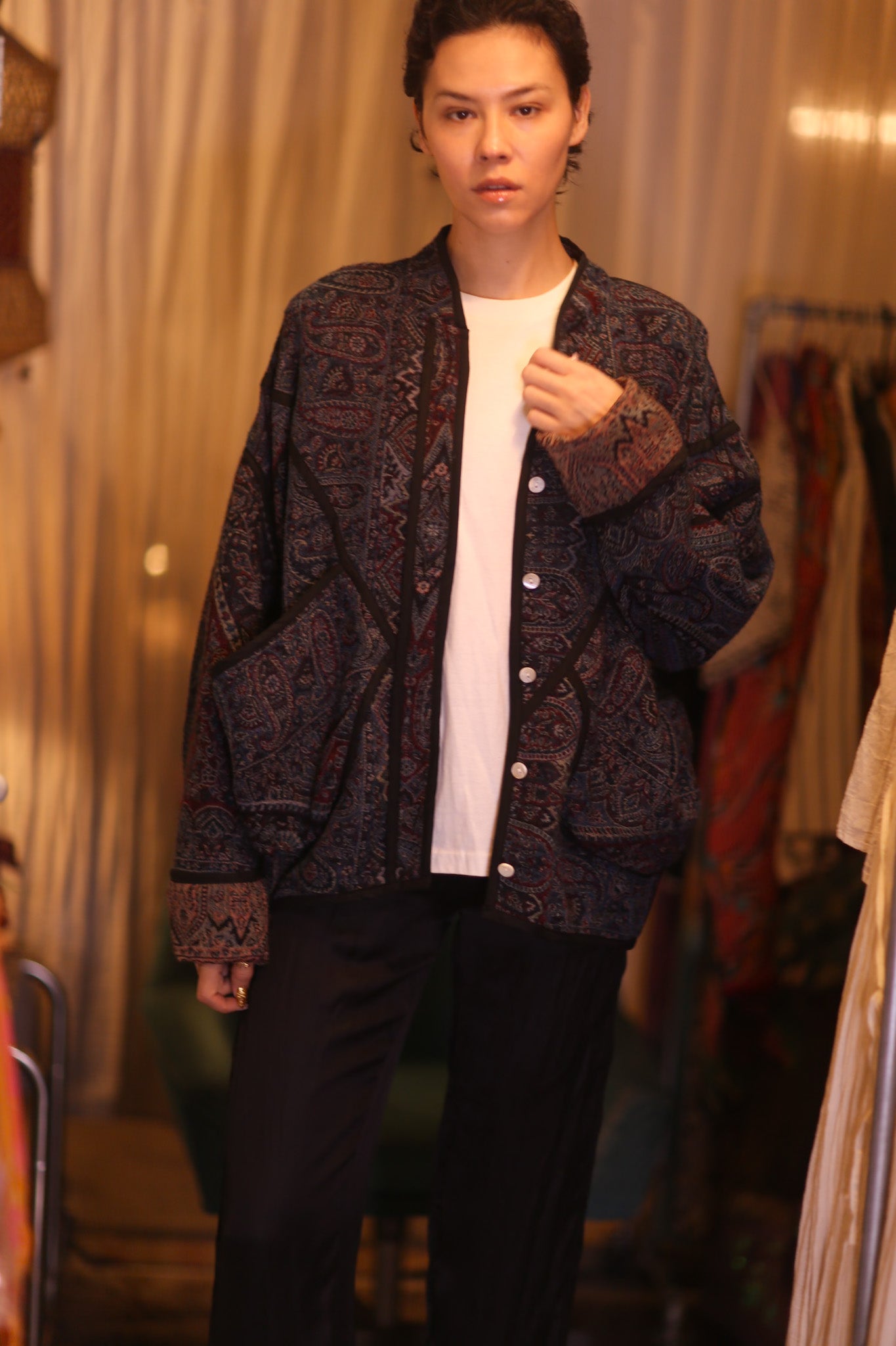 JACKET PATTERN EMBROIDERED SHAWL COTTON WOOL NIYOUN