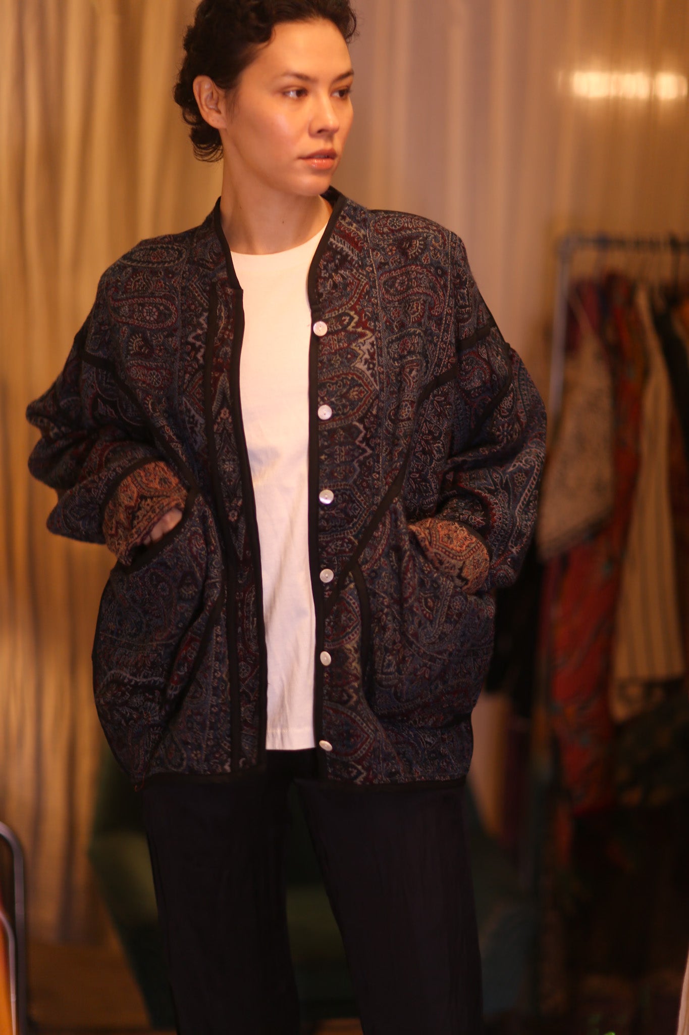 JACKET PATTERN EMBROIDERED SHAWL COTTON WOOL NIYOUN