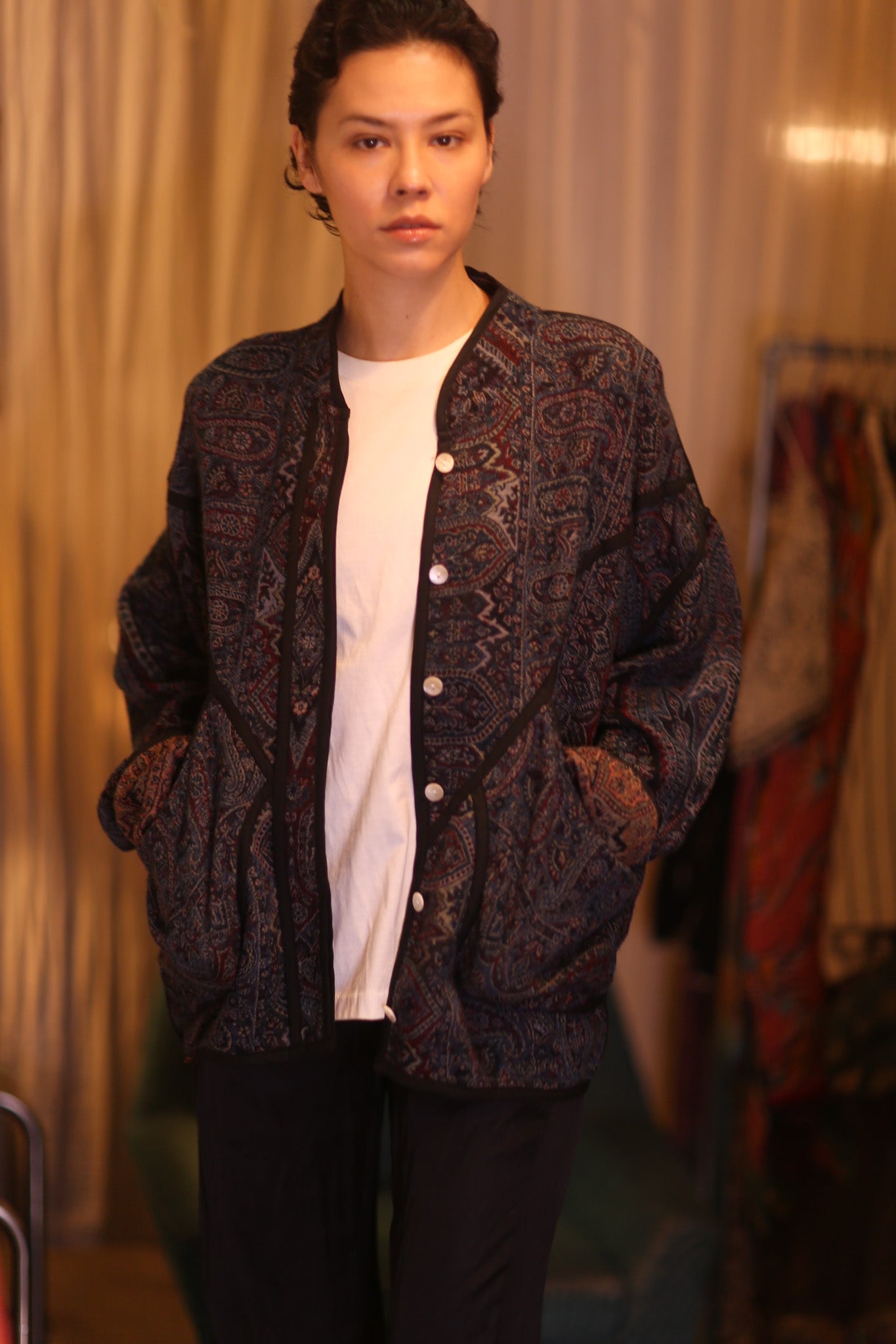 JACKET PATTERN EMBROIDERED SHAWL COTTON WOOL NIYOUN