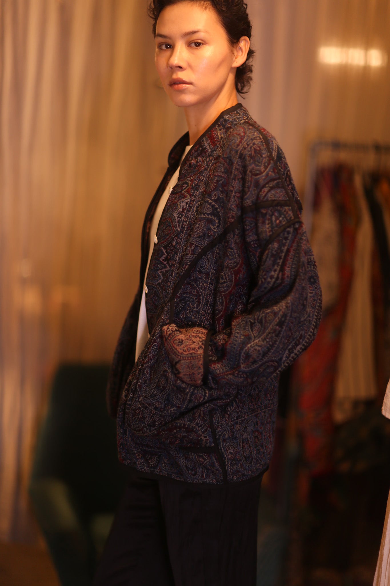 JACKET PATTERN EMBROIDERED SHAWL COTTON WOOL NIYOUN