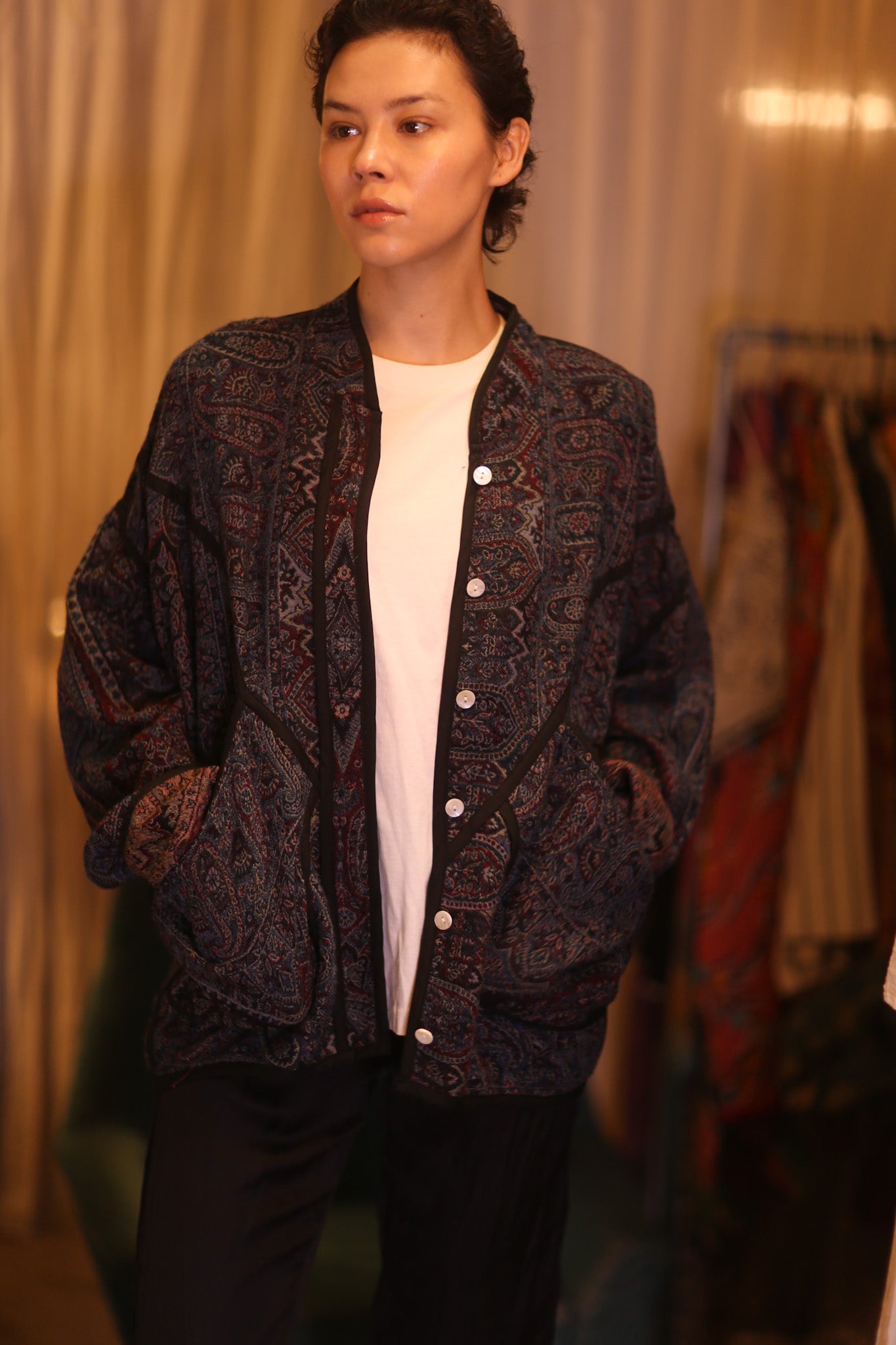JACKET PATTERN EMBROIDERED SHAWL COTTON WOOL NIYOUN