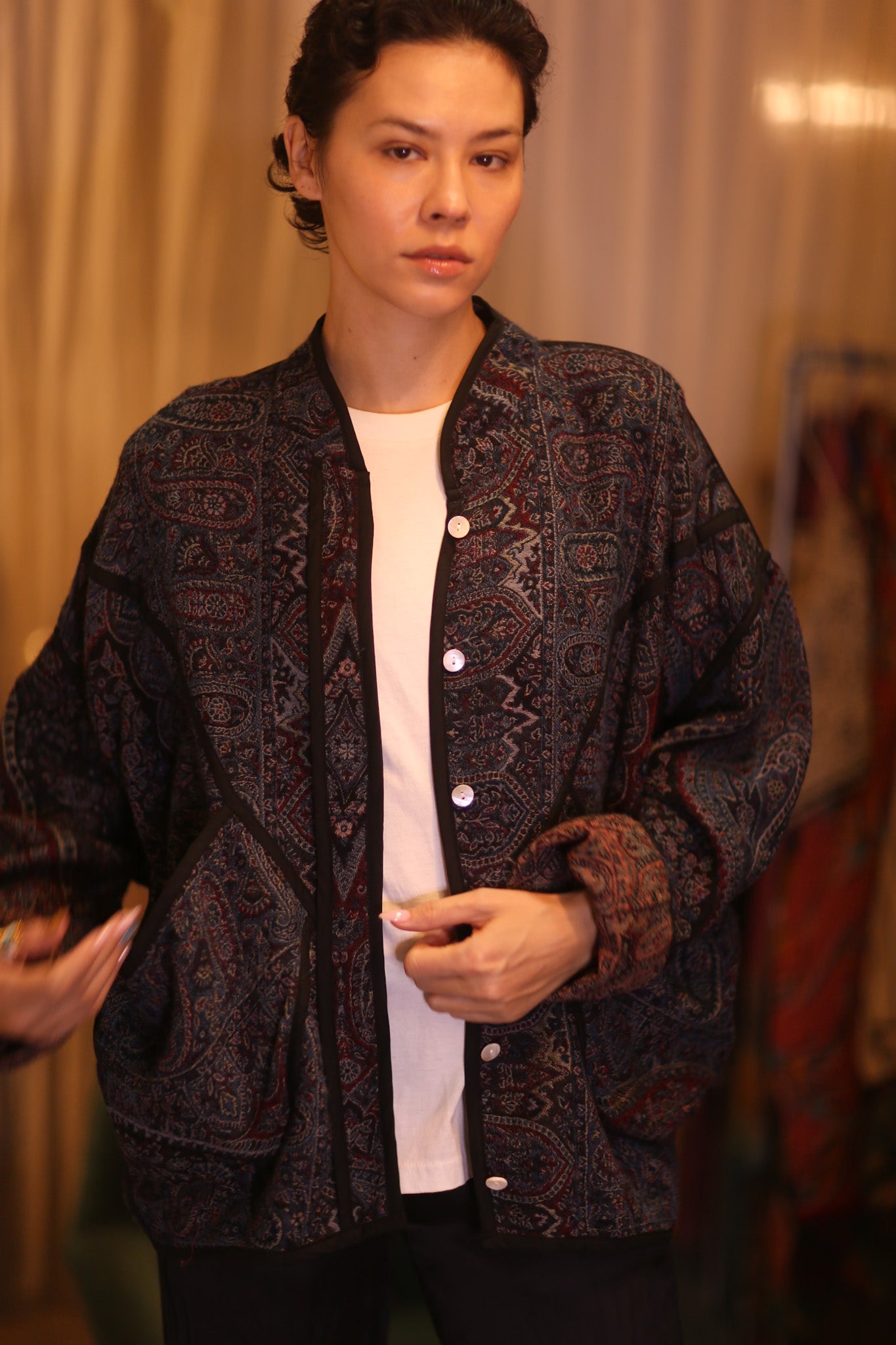 JACKET PATTERN EMBROIDERED SHAWL COTTON WOOL NIYOUN