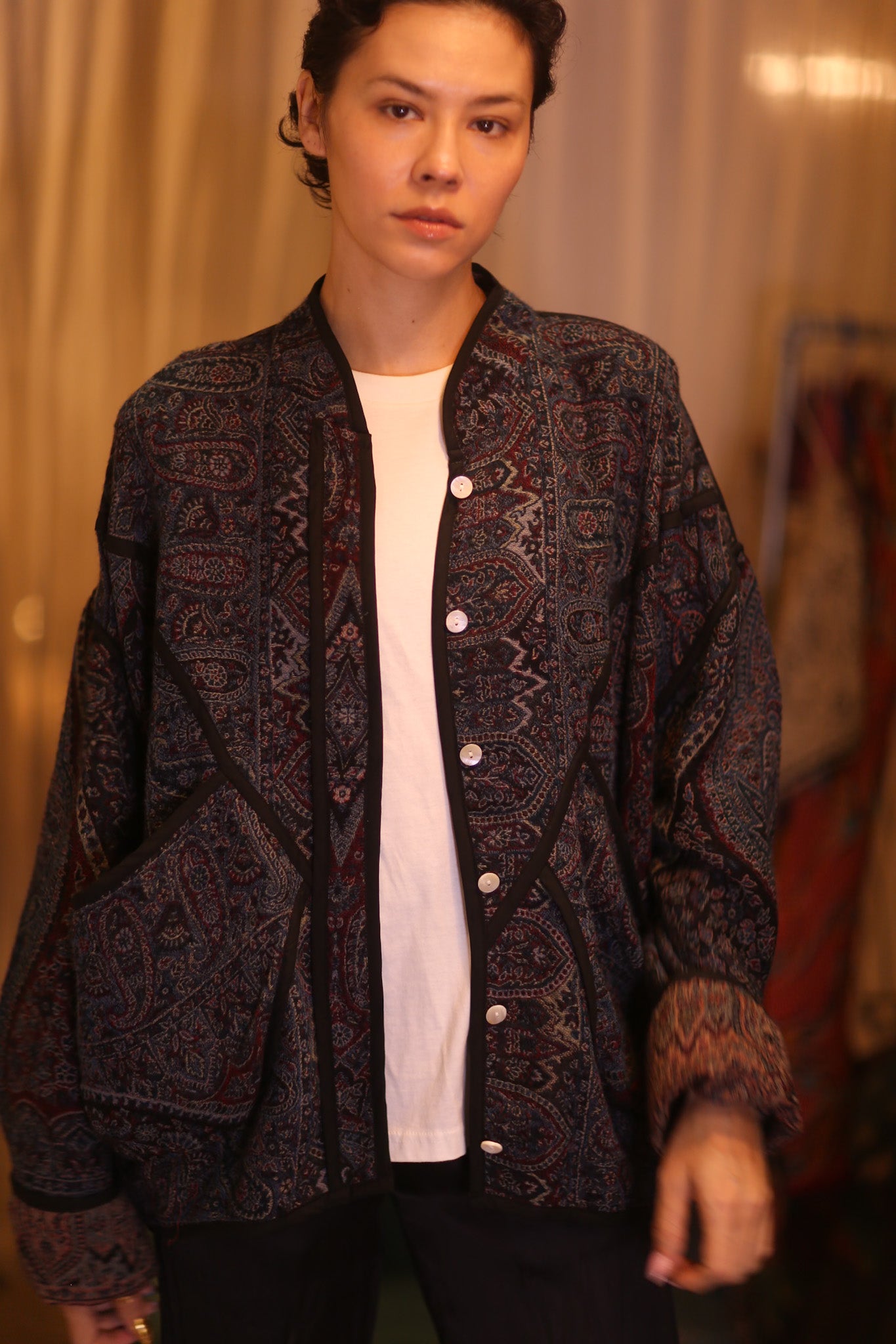 JACKET PATTERN EMBROIDERED SHAWL COTTON WOOL NIYOUN