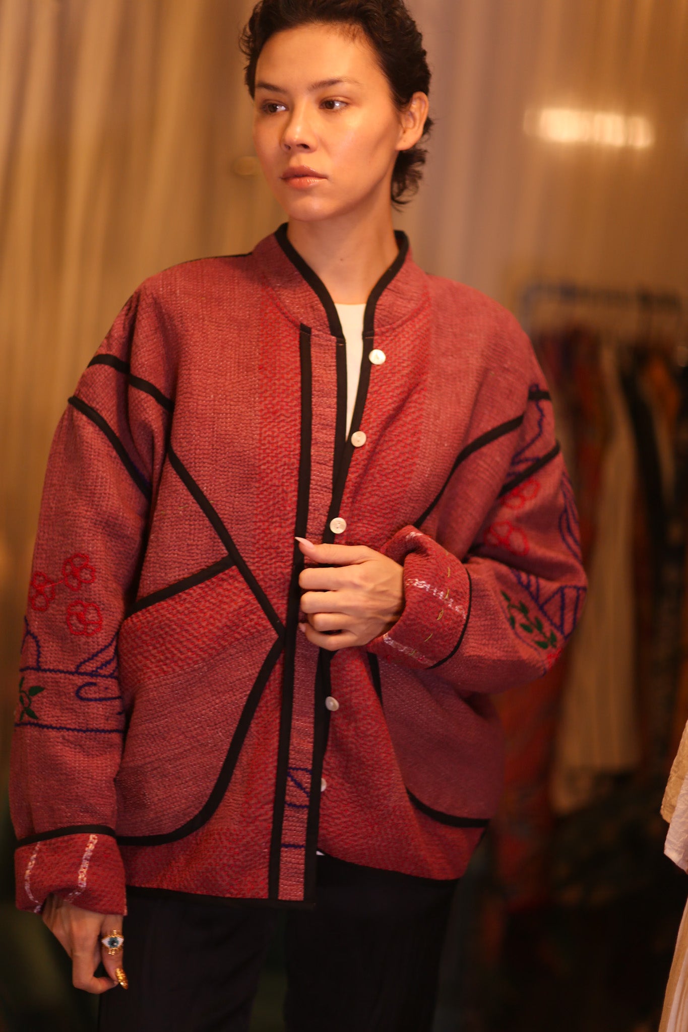 EMBROIDERED KANTHA JACKET NAMO