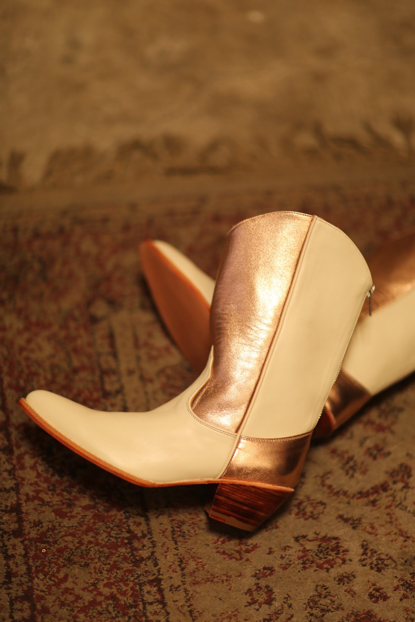 CREAM ROSE GOLD BOOTS DEVIN