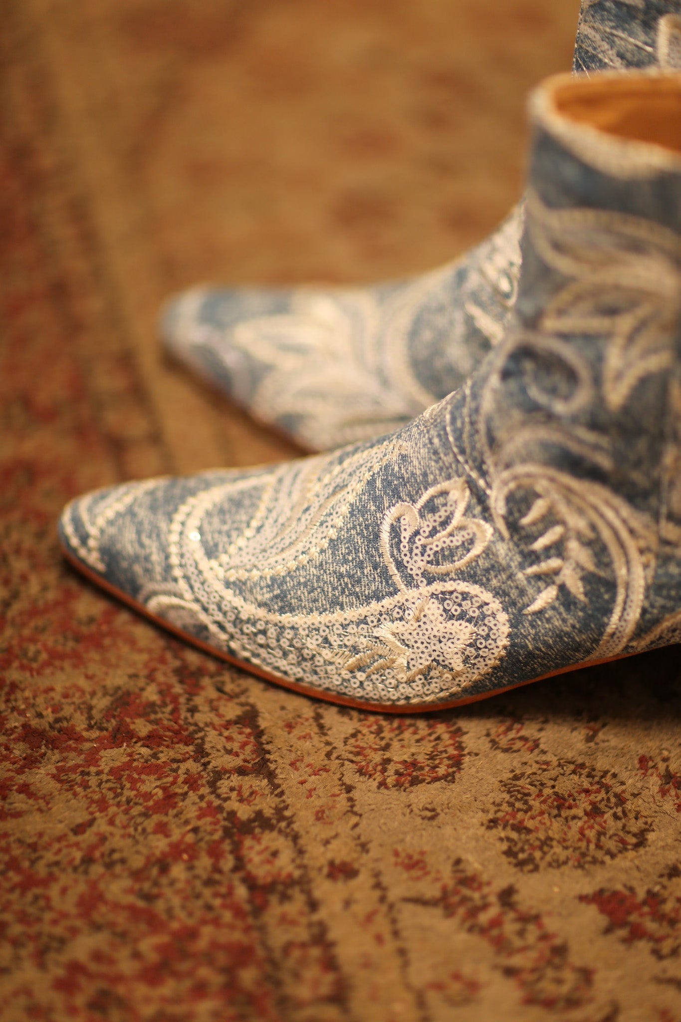 EMBROIDERED DENIM BOOTS KLINTRA
