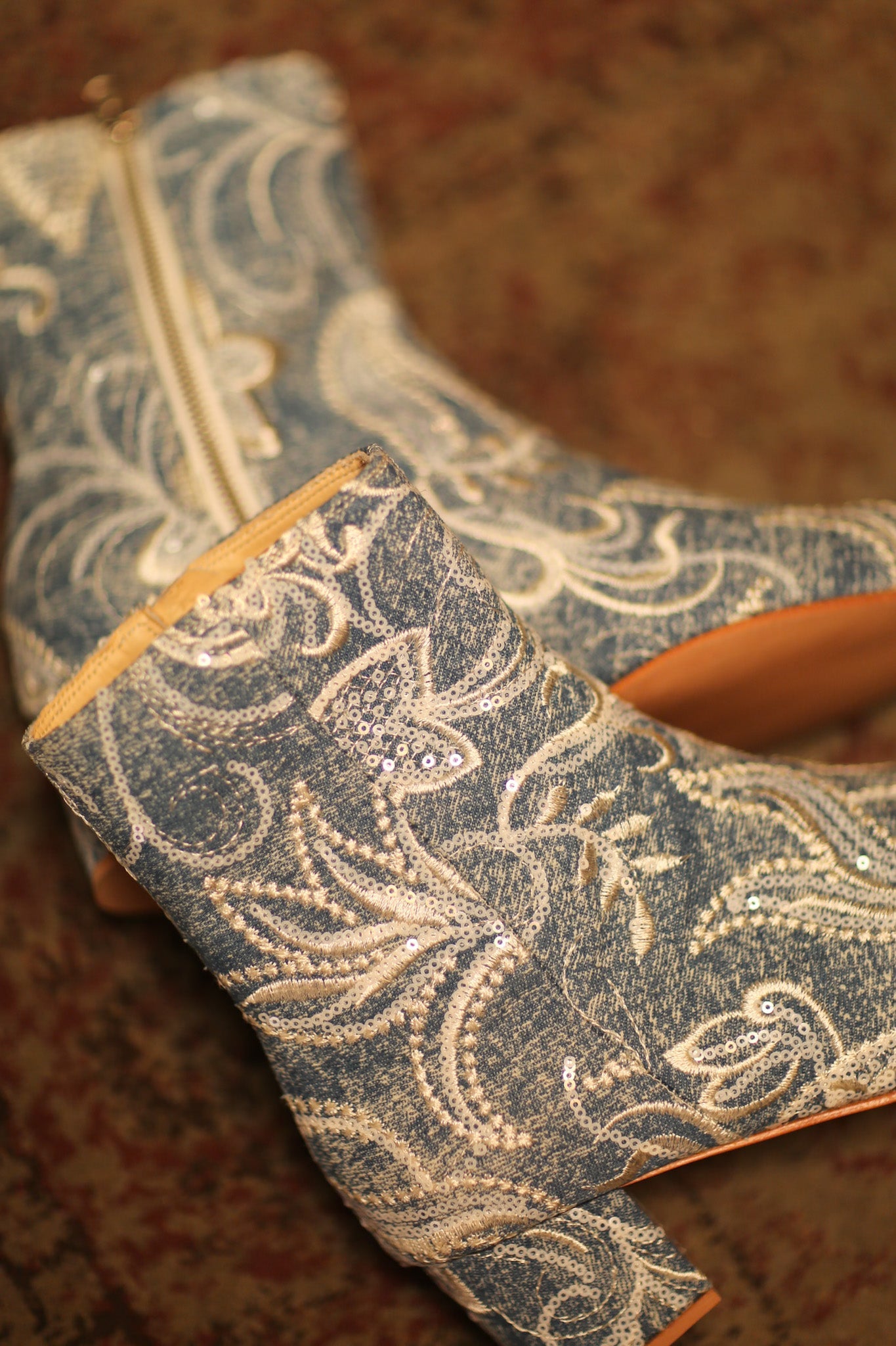 EMBROIDERED DENIM BOOTS KLINTRA