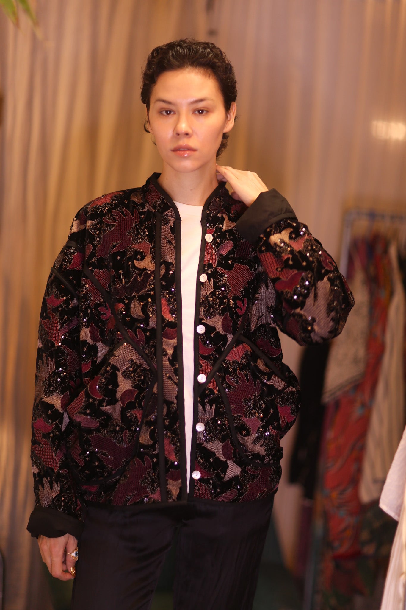 EMBROIDERED VELVET JACKET NYX