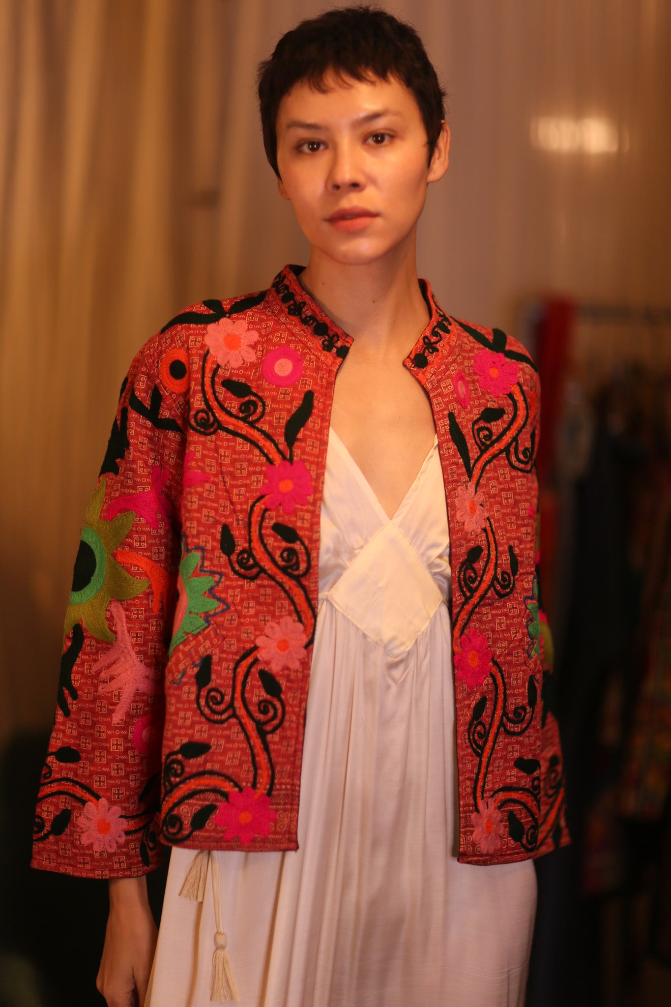 EMBROIDERED KANTHA SHORT COAT INGRIDI NARKI
