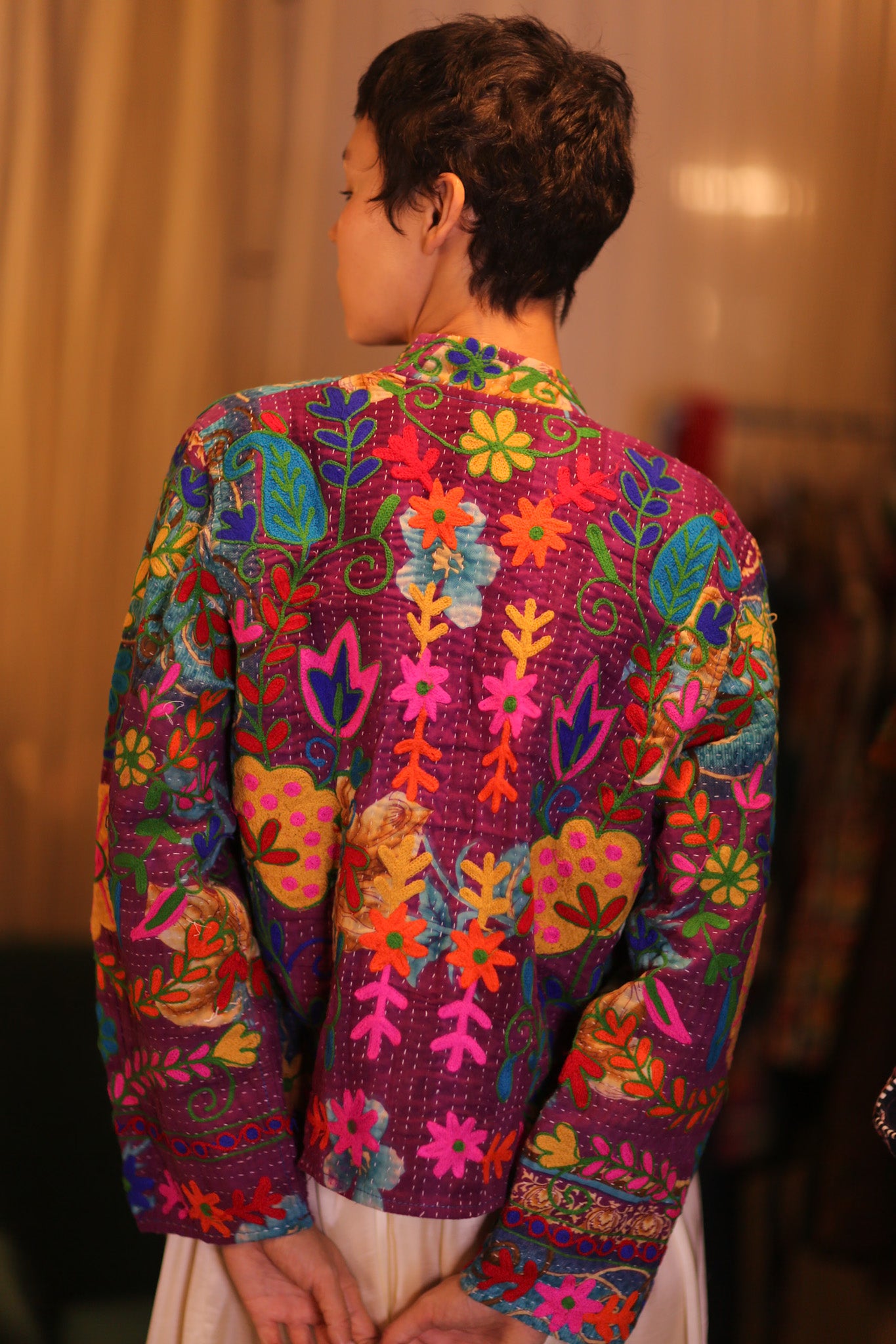 EMBROIDERED KANTHA SHORT COAT INGRID KOKSI