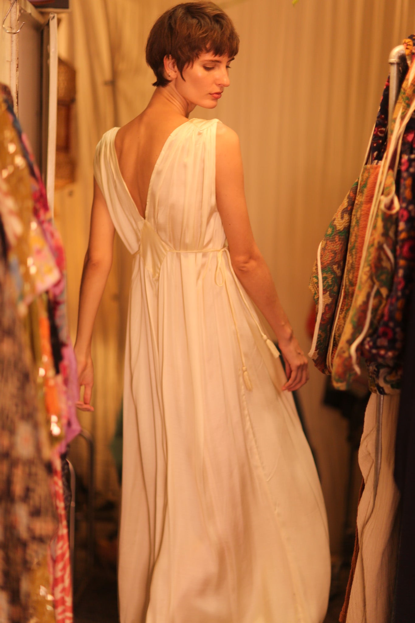 VICTORIA SILK DRESS CREAM