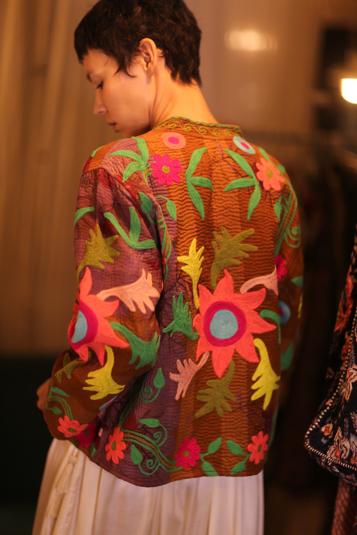 EMBROIDERED KANTHA SHORT COAT INGRID HANNWAY