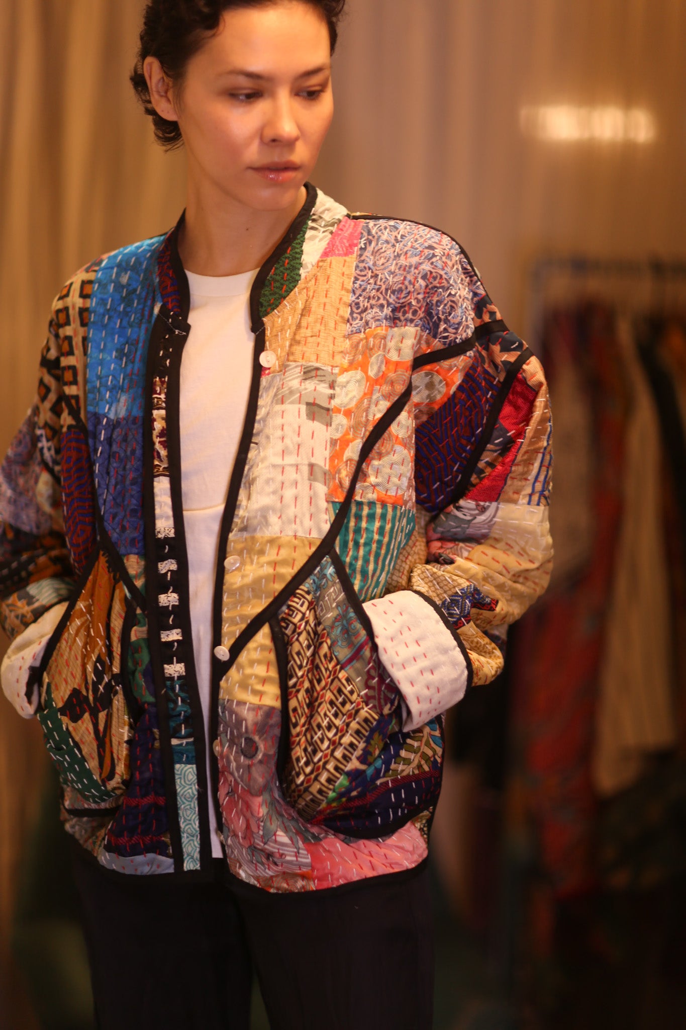 PATCHWORK PATTERN KANTHA JACKET JING