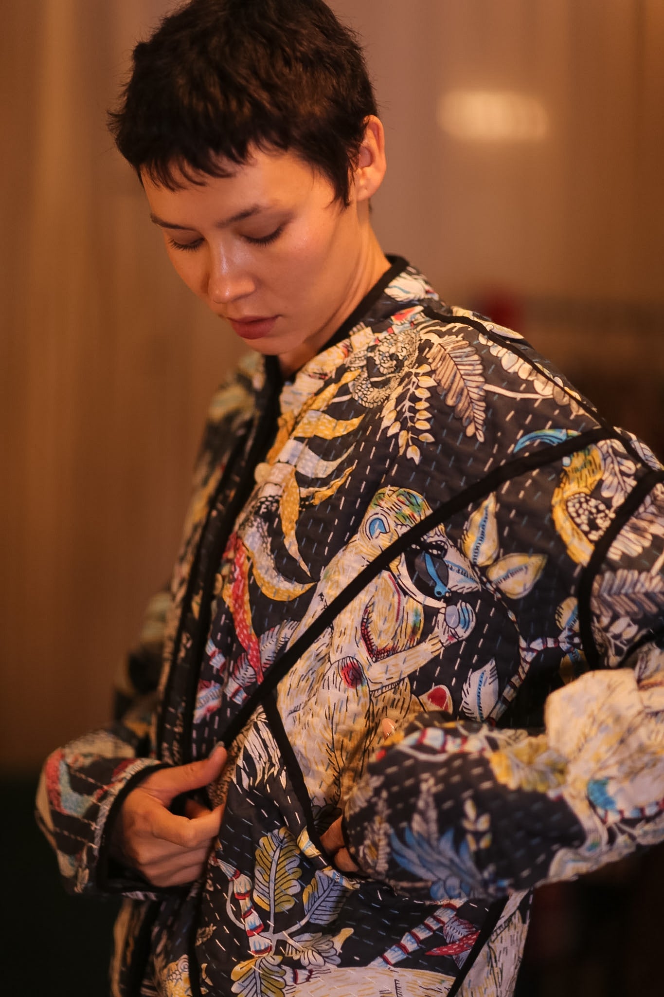 HAND BLOCKED KANTHA JACKET YEEYWEL