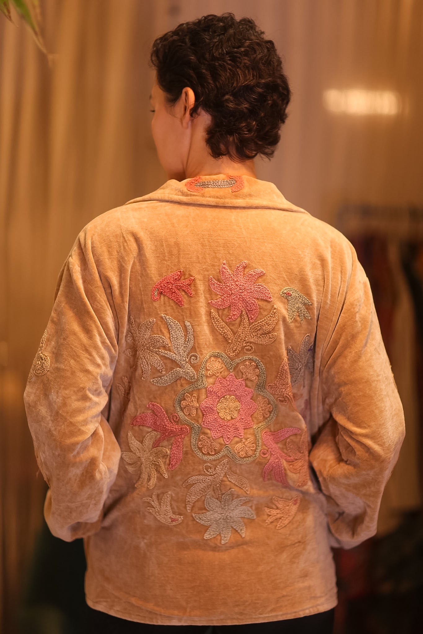 EMBROIDERED VELVET COAT CHAO