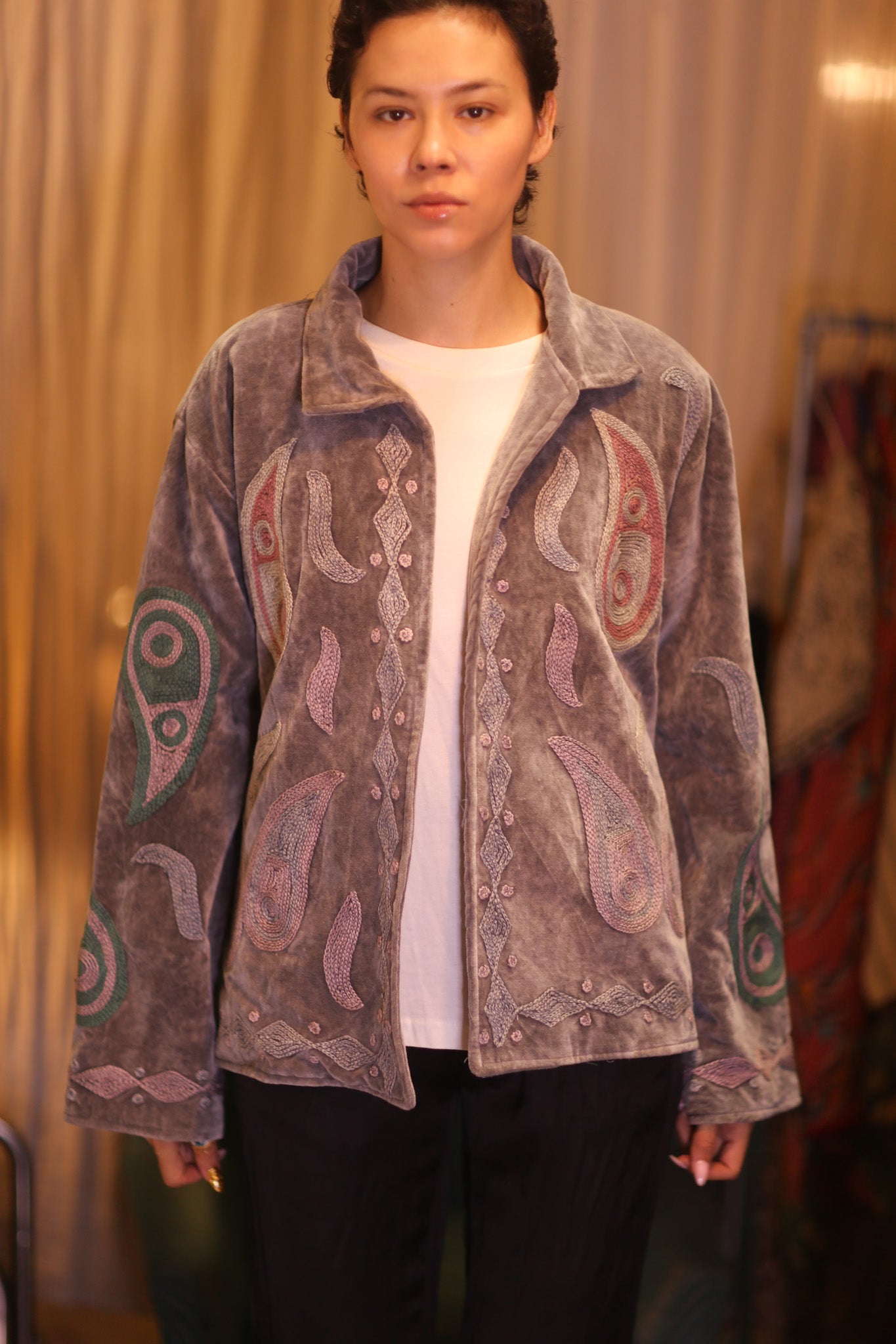 EMBROIDERED VELVET COAT DHU