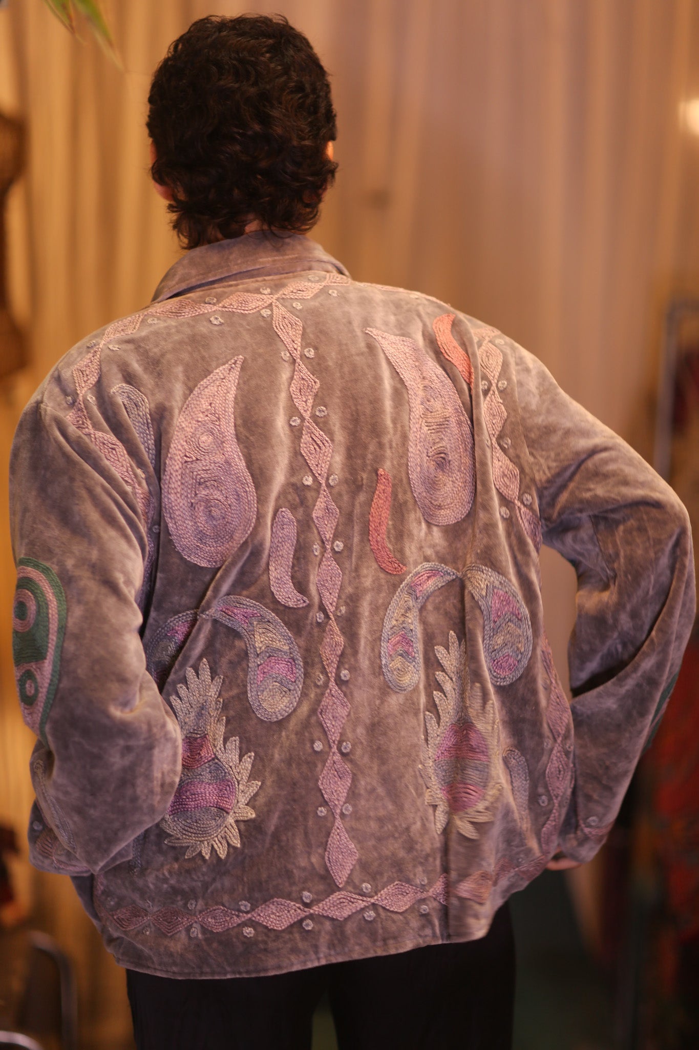 EMBROIDERED VELVET COAT DHU