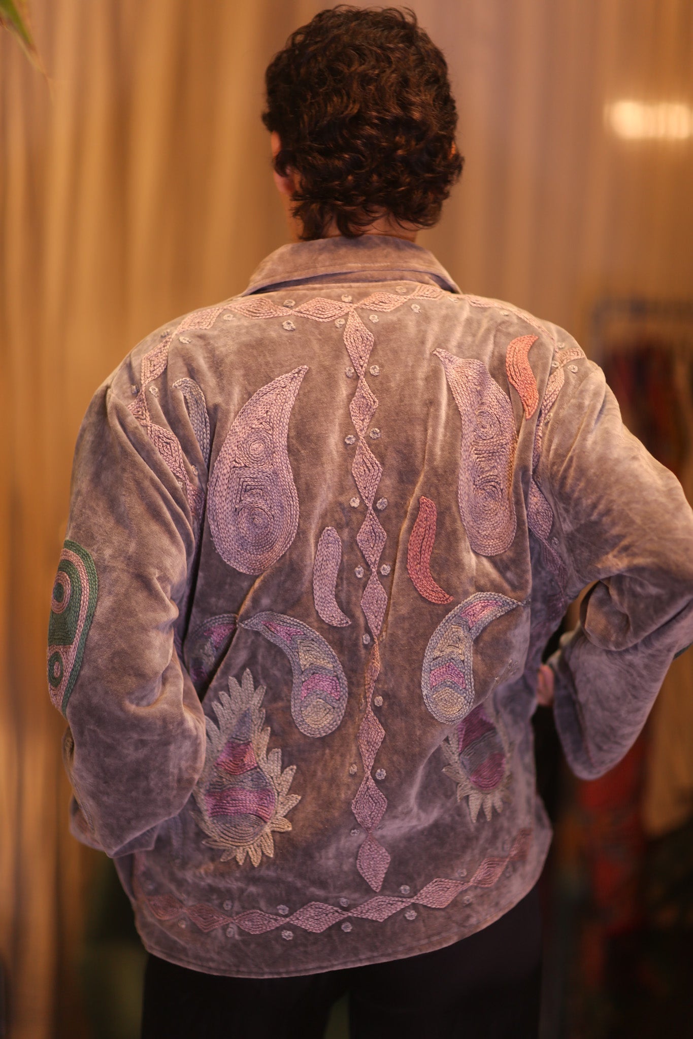 EMBROIDERED VELVET COAT DHU