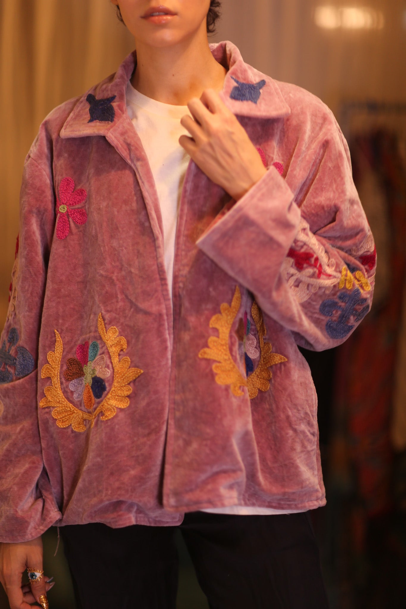 EMBROIDERED VELVET COAT YEON