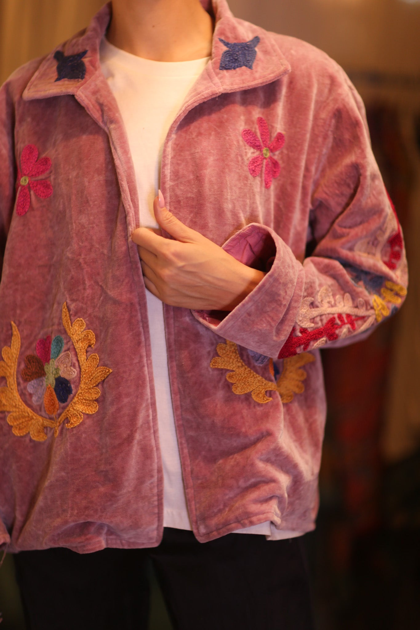 EMBROIDERED VELVET COAT YEON
