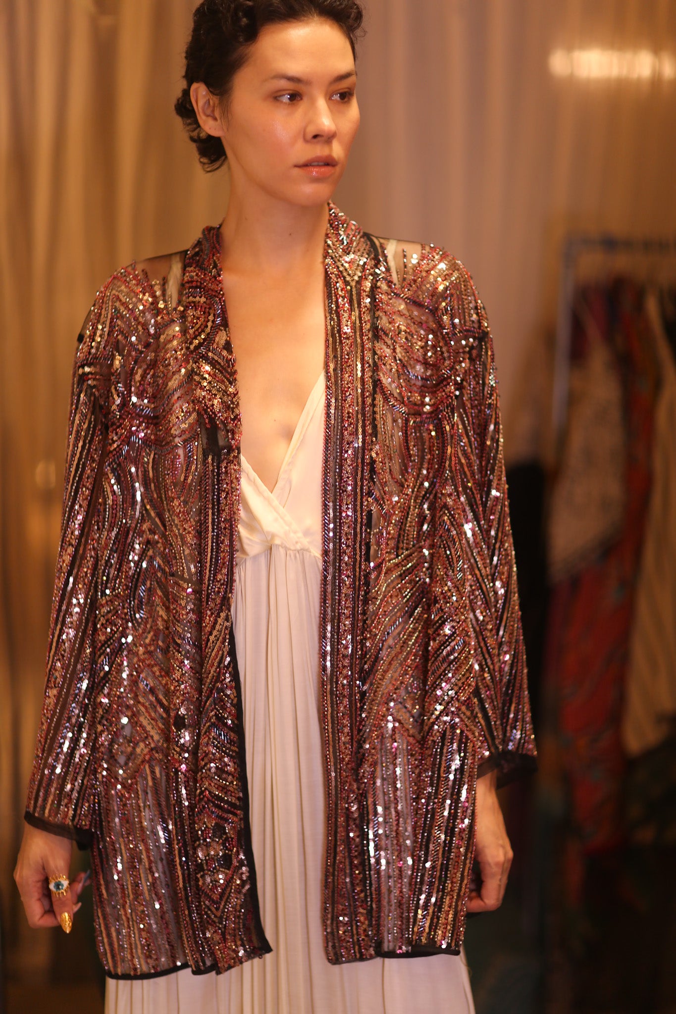 SEQUINED SHORT KIMONO KAI