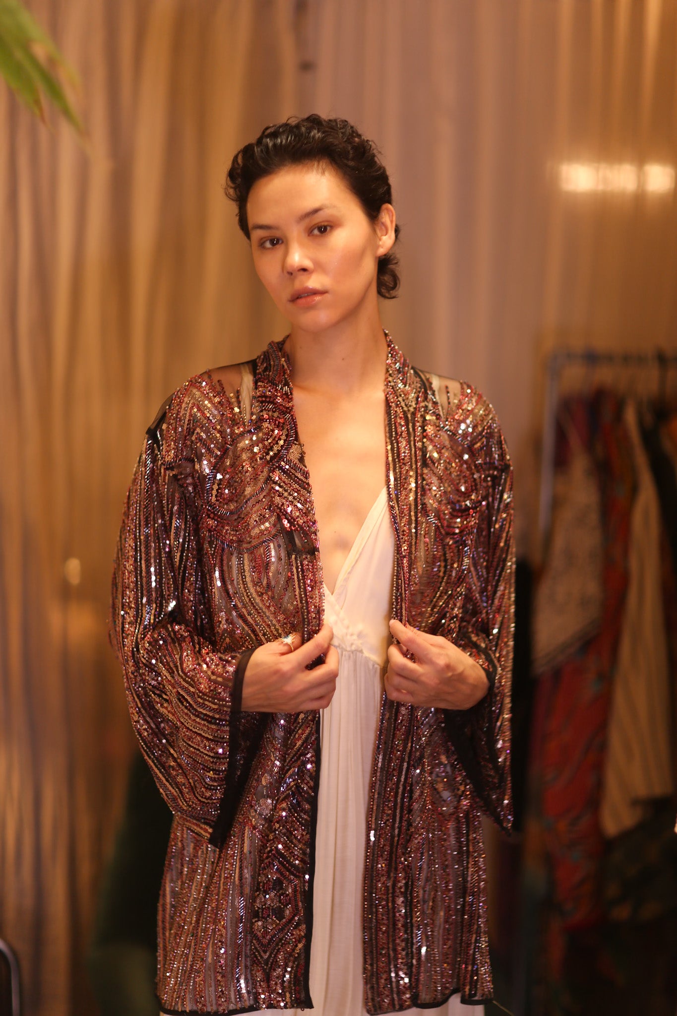 SEQUINED SHORT KIMONO KAI