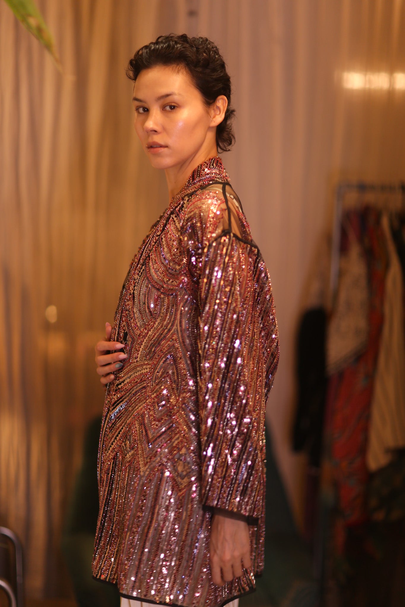 SEQUINED SHORT KIMONO KAI