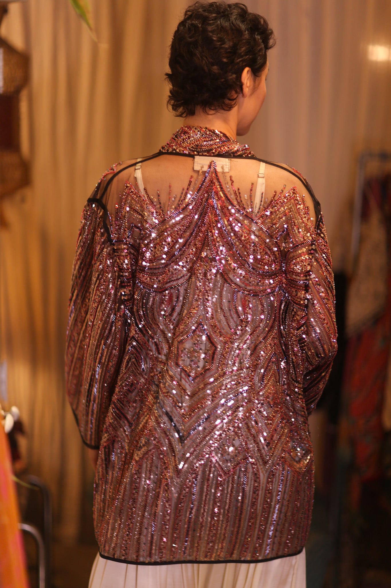 SEQUINED SHORT KIMONO KAI