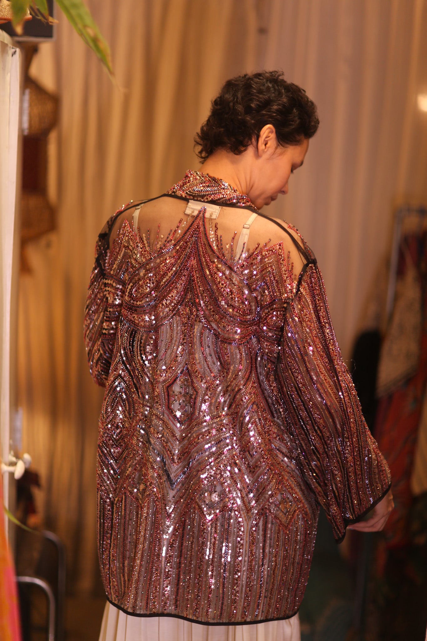 SEQUINED SHORT KIMONO KAI