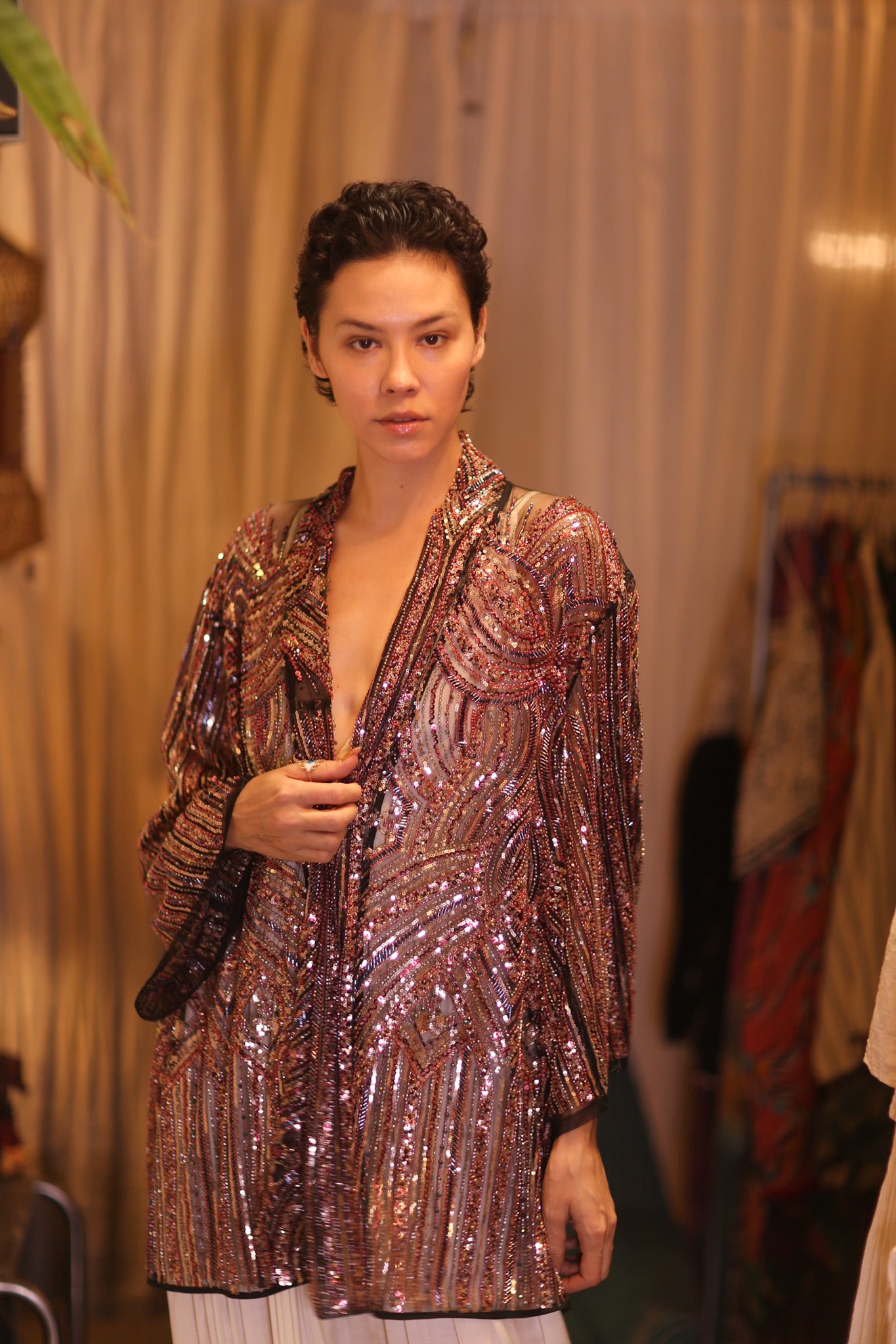 SEQUINED SHORT KIMONO KAI