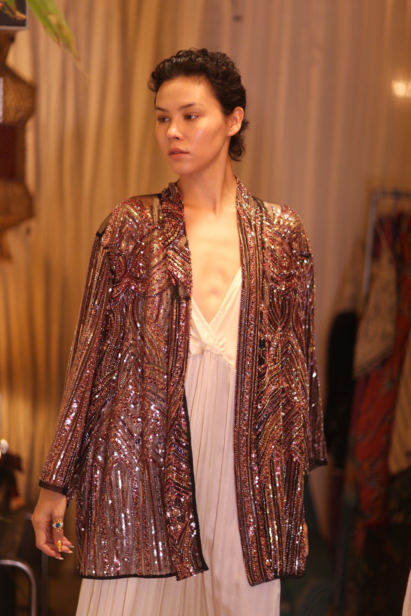 SEQUINED SHORT KIMONO KAI