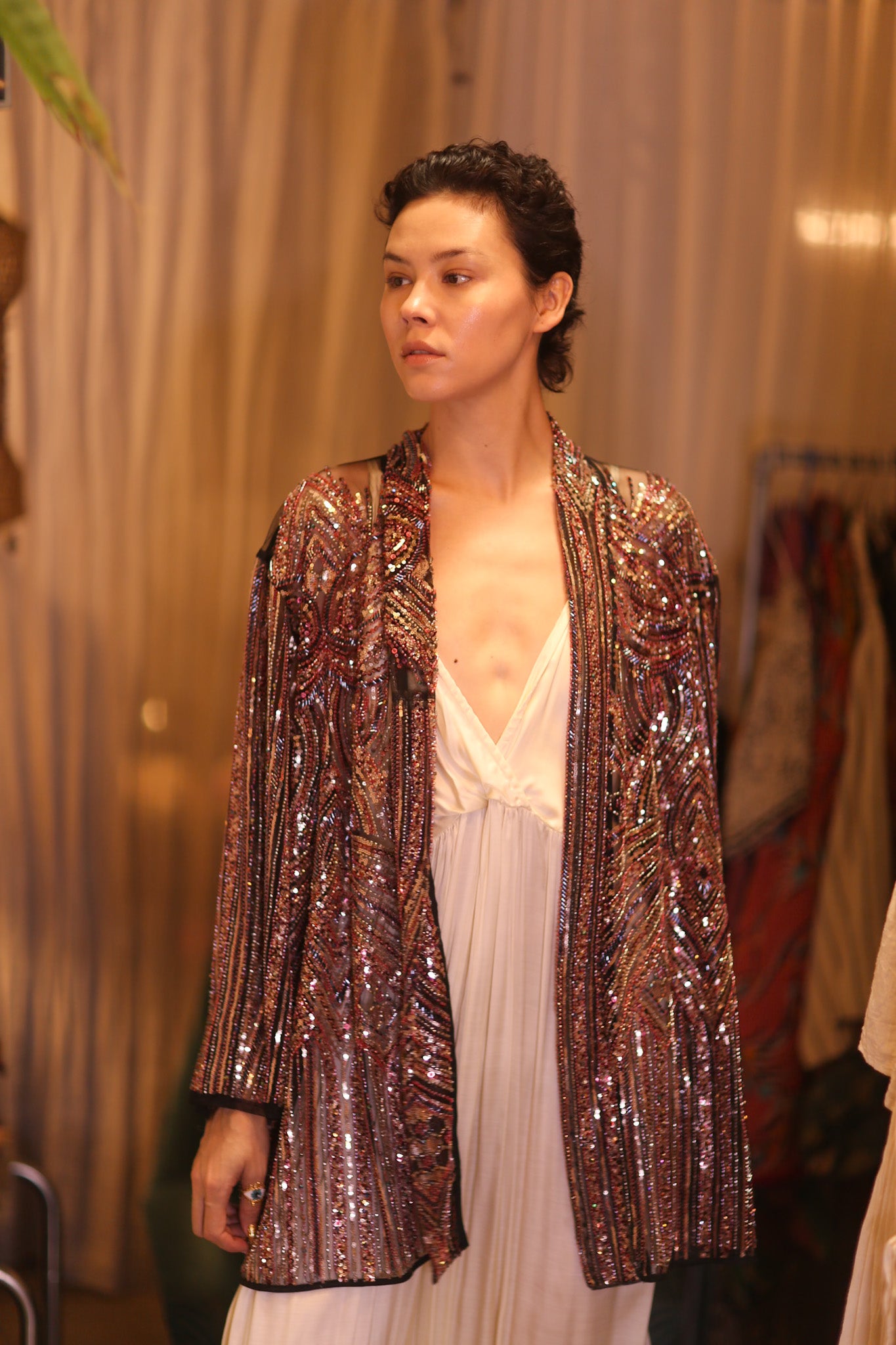 SEQUINED SHORT KIMONO KAI