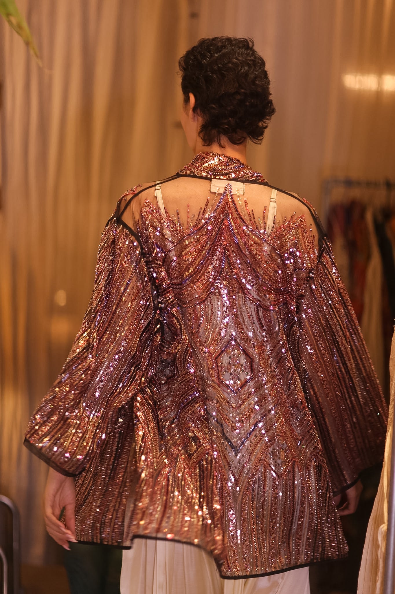 SEQUINED SHORT KIMONO KAI