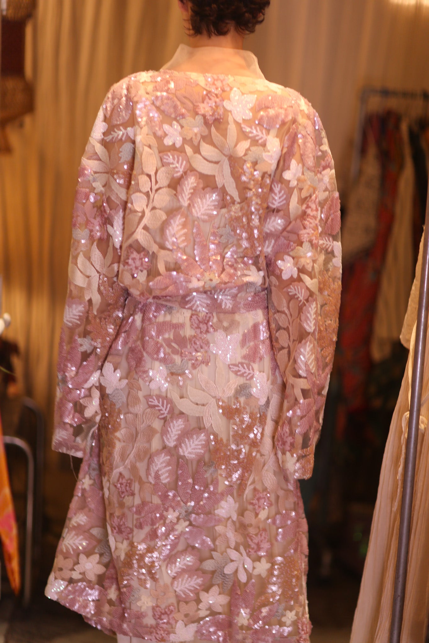 EMBROIDERED SILK LONG KIMONO ATOM